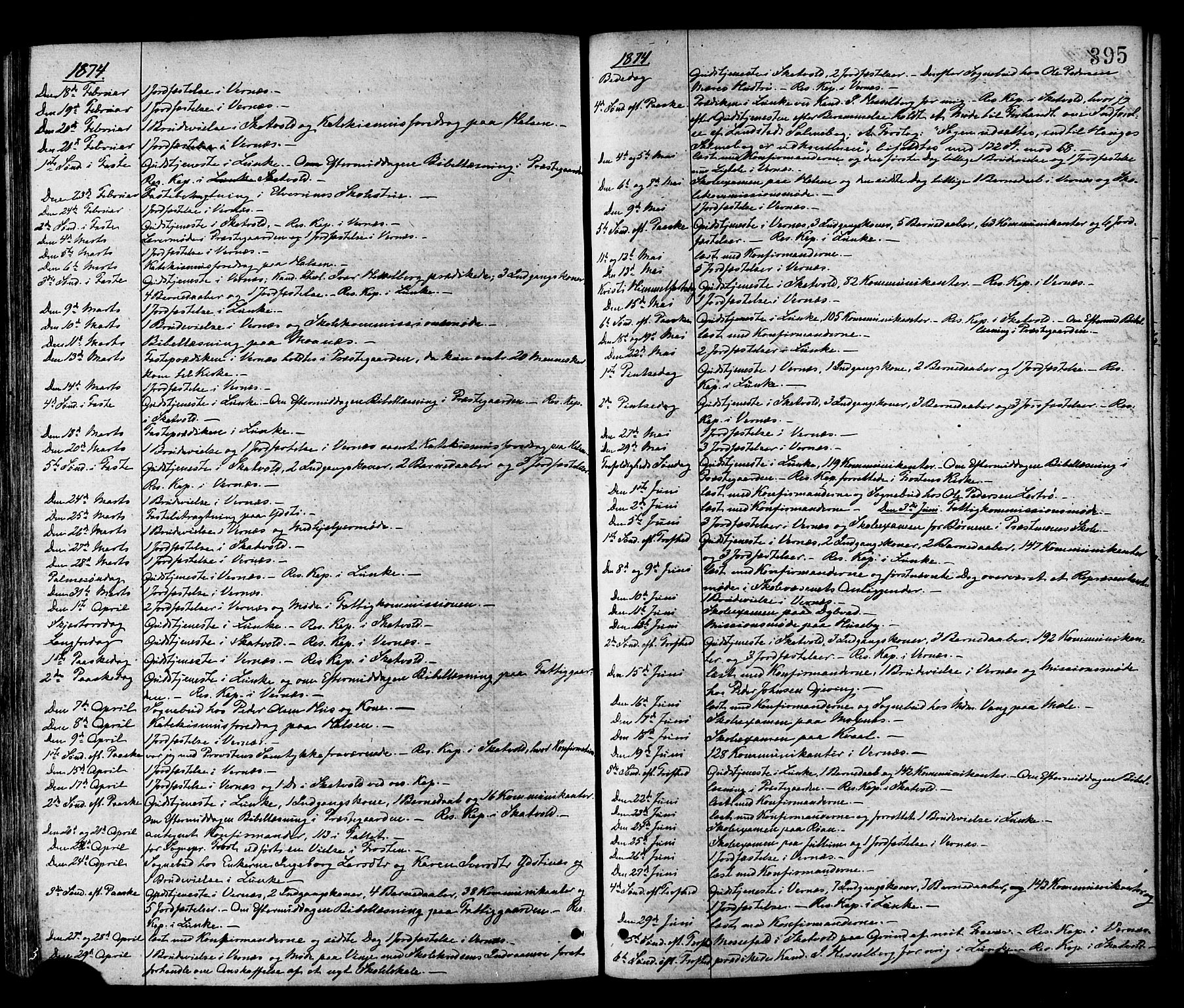 Ministerialprotokoller, klokkerbøker og fødselsregistre - Nord-Trøndelag, SAT/A-1458/709/L0076: Parish register (official) no. 709A16, 1871-1879, p. 395