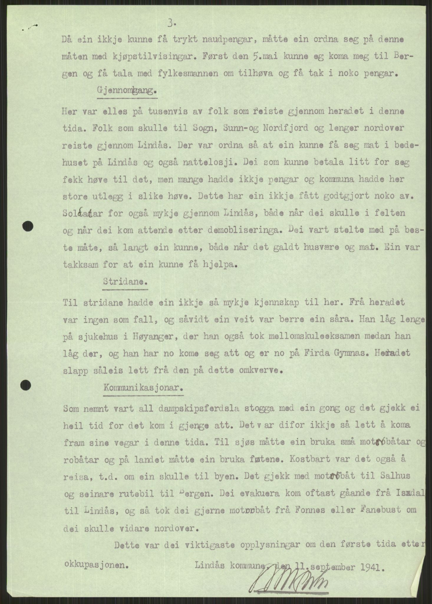 Forsvaret, Forsvarets krigshistoriske avdeling, AV/RA-RAFA-2017/Y/Ya/L0015: II-C-11-31 - Fylkesmenn.  Rapporter om krigsbegivenhetene 1940., 1940, p. 376