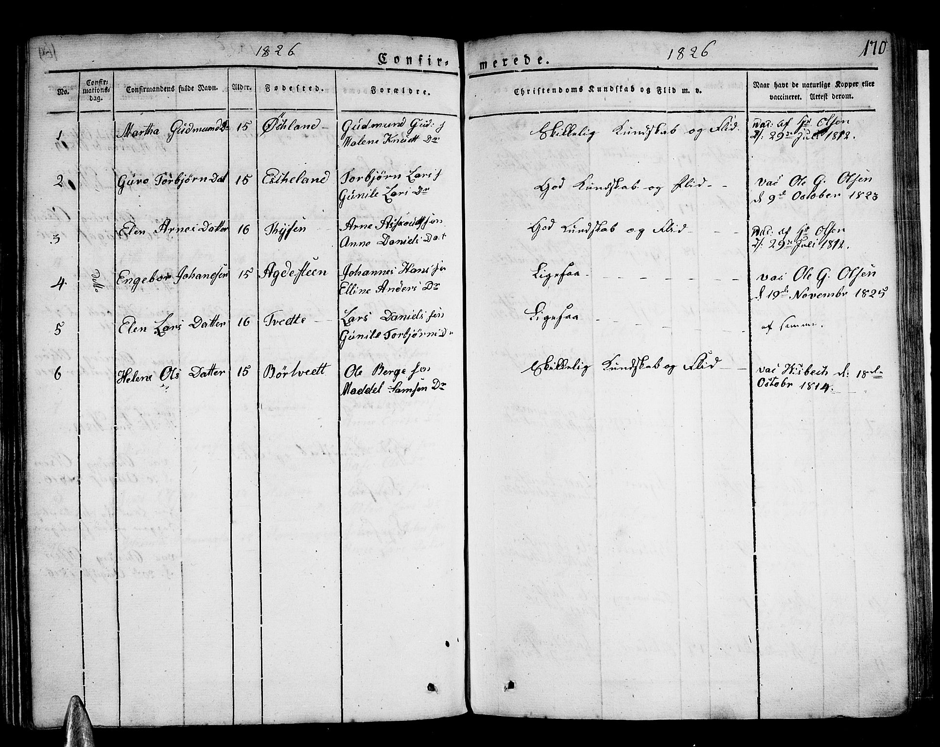Stord sokneprestembete, SAB/A-78201/H/Haa: Parish register (official) no. A 6, 1826-1840, p. 170