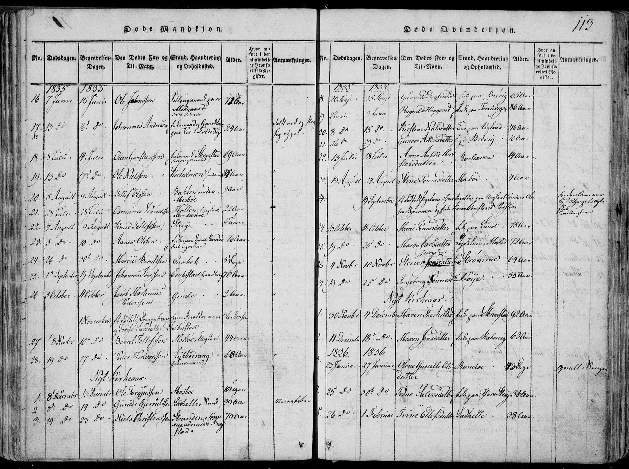 Oddernes sokneprestkontor, SAK/1111-0033/F/Fa/Faa/L0005: Parish register (official) no. A 5, 1820-1838, p. 113