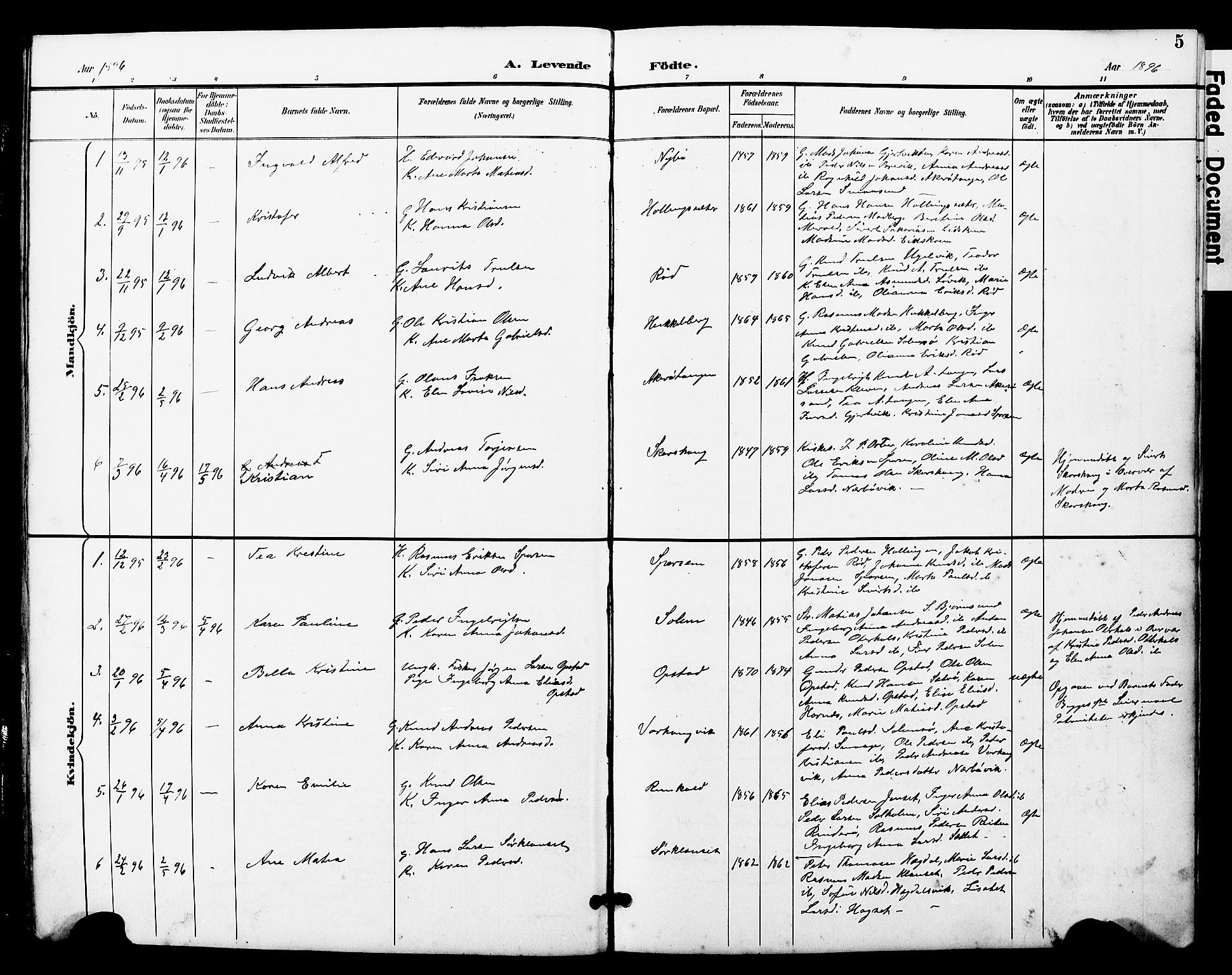 Ministerialprotokoller, klokkerbøker og fødselsregistre - Møre og Romsdal, SAT/A-1454/560/L0725: Parish register (copy) no. 560C02, 1895-1930, p. 5