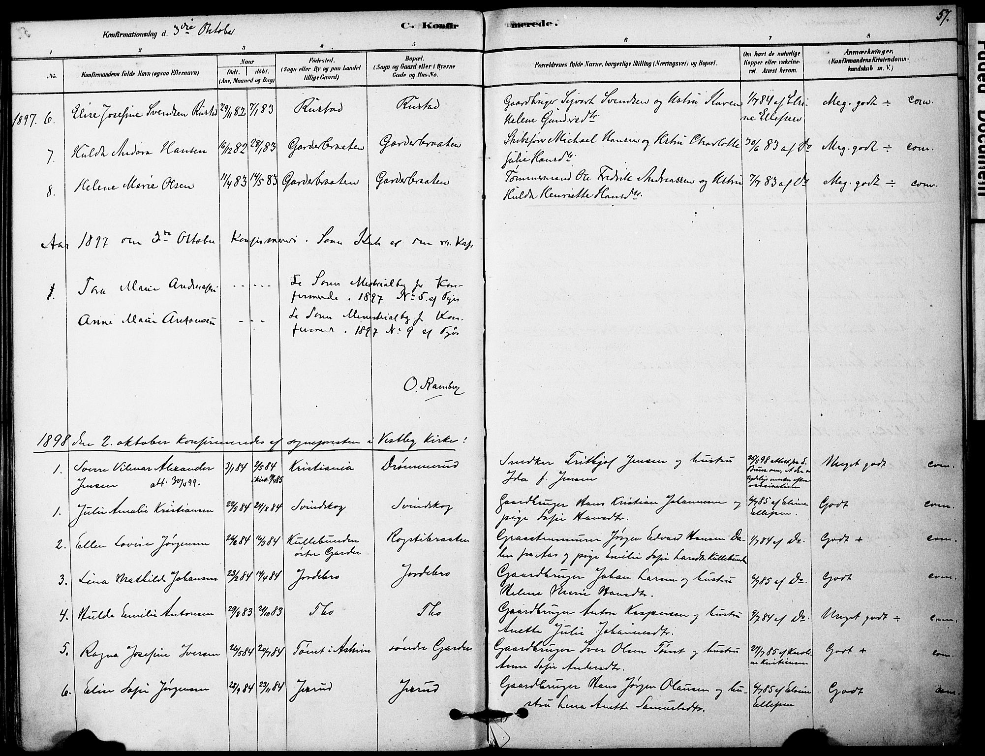 Vestby prestekontor Kirkebøker, AV/SAO-A-10893/F/Fa/L0011: Parish register (official) no. I 11, 1878-1913, p. 57