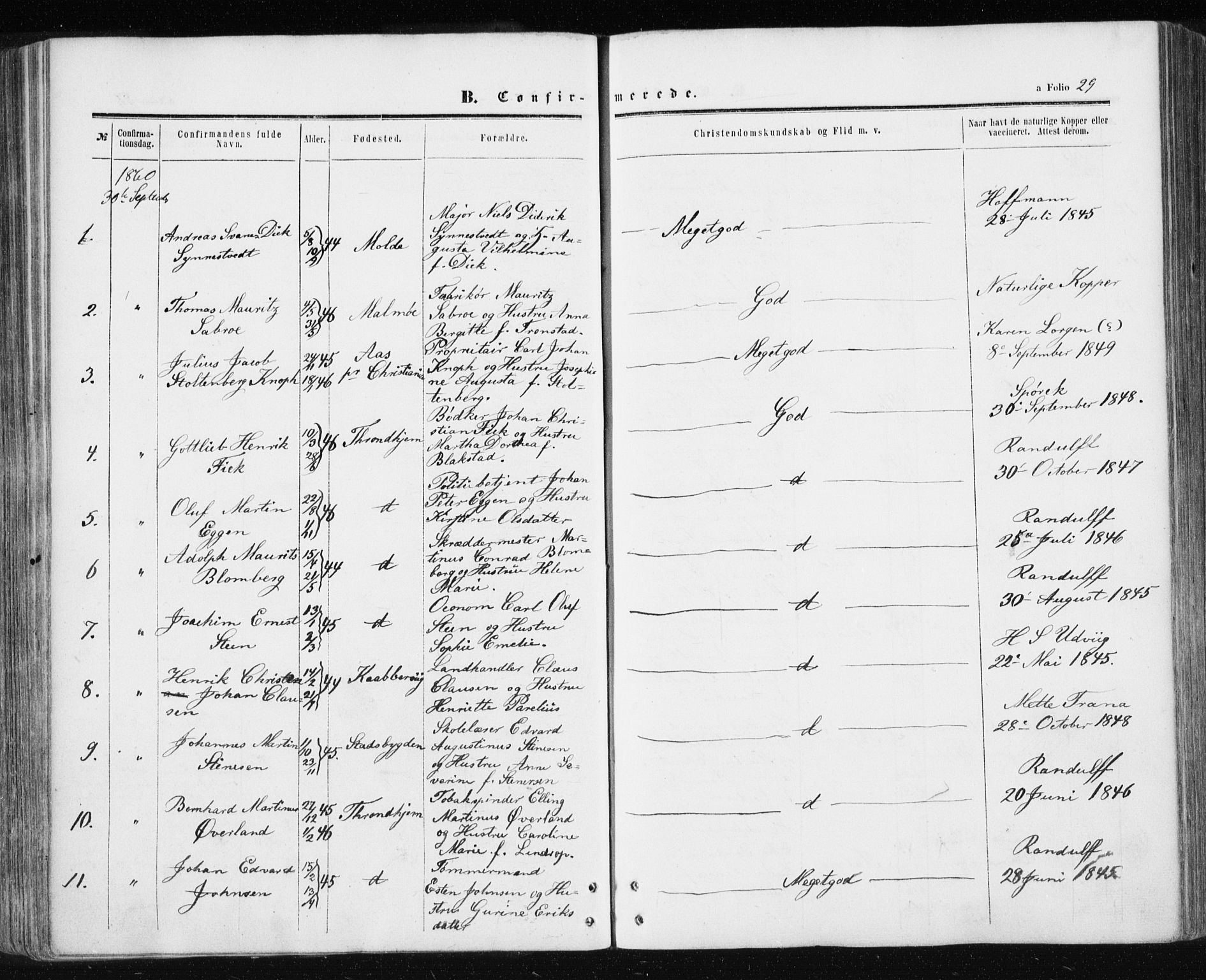 Ministerialprotokoller, klokkerbøker og fødselsregistre - Sør-Trøndelag, AV/SAT-A-1456/601/L0053: Parish register (official) no. 601A21, 1857-1865, p. 29