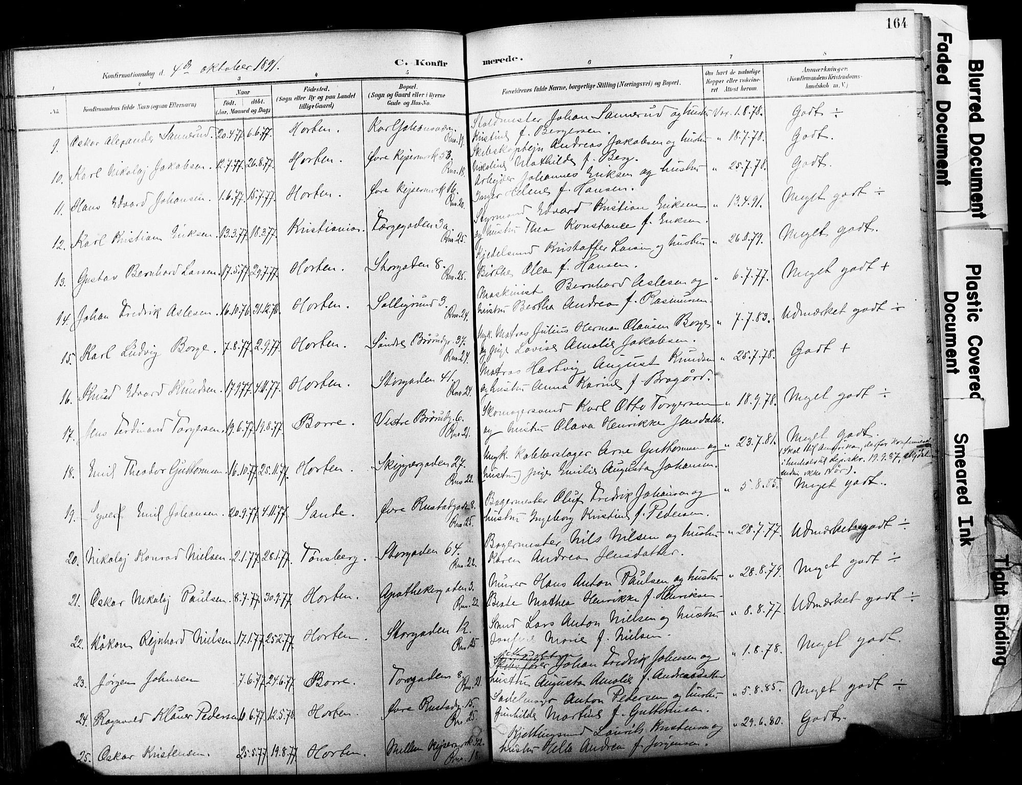 Horten kirkebøker, AV/SAKO-A-348/F/Fa/L0004: Parish register (official) no. 4, 1888-1895, p. 164