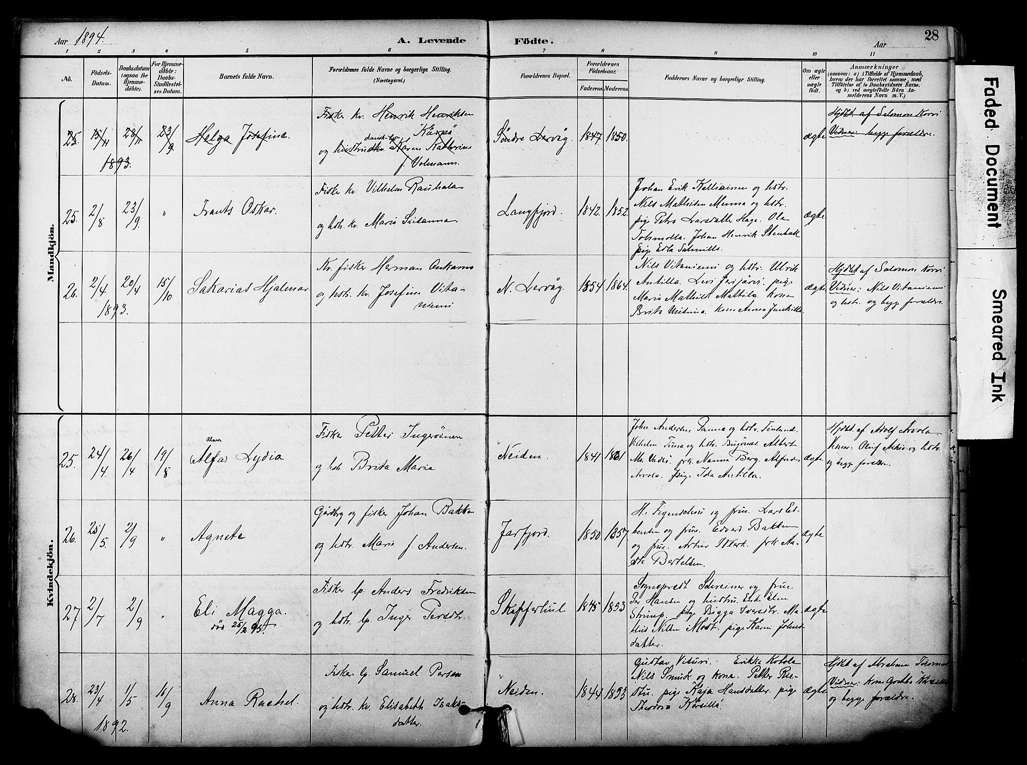 Sør-Varanger sokneprestkontor, AV/SATØ-S-1331/H/Ha/L0004kirke: Parish register (official) no. 4, 1891-1908, p. 28