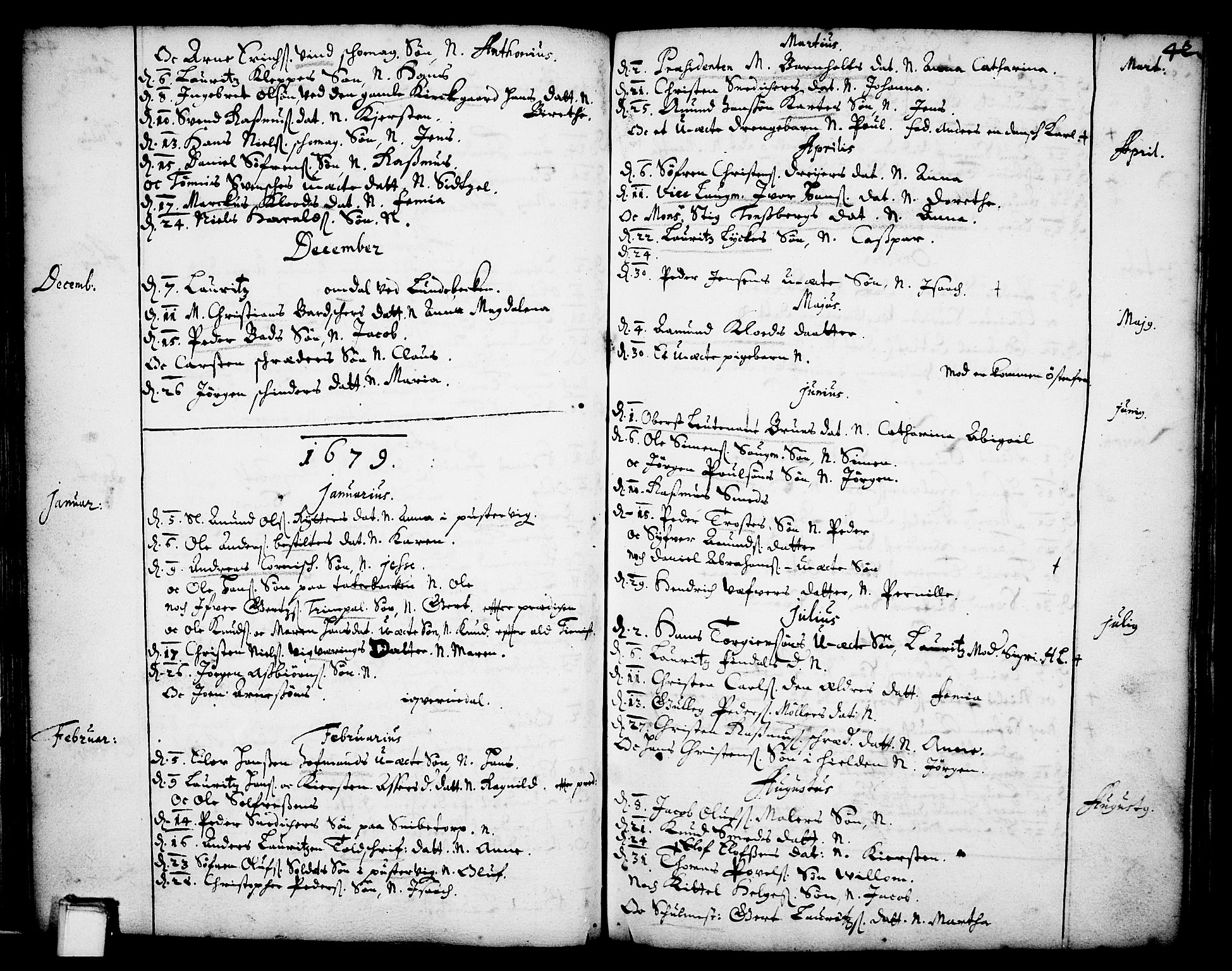 Skien kirkebøker, SAKO/A-302/F/Fa/L0001: Parish register (official) no. 1, 1659-1679, p. 42