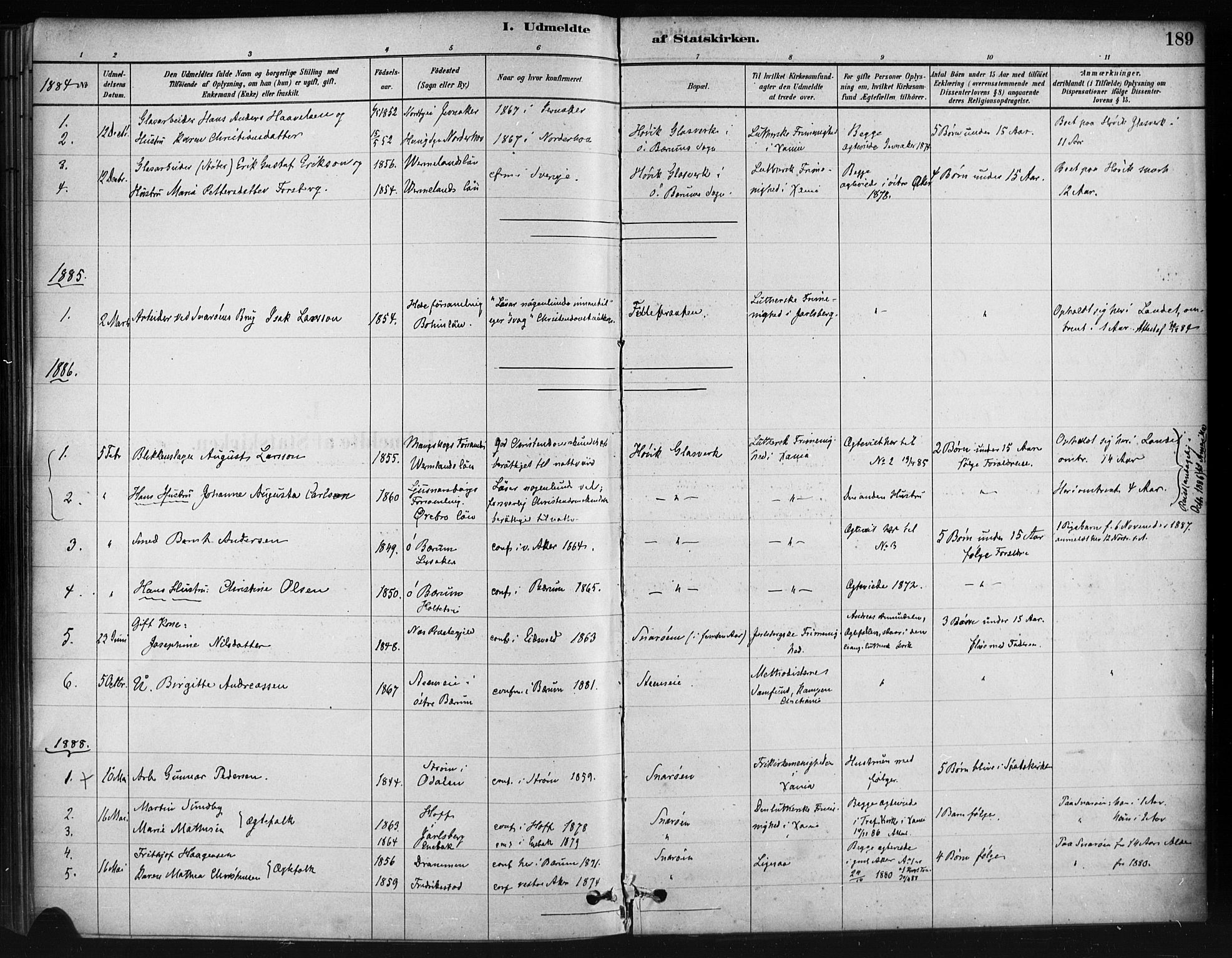 Asker prestekontor Kirkebøker, AV/SAO-A-10256a/F/Fc/L0002: Parish register (official) no. III 2, 1879-1904, p. 189