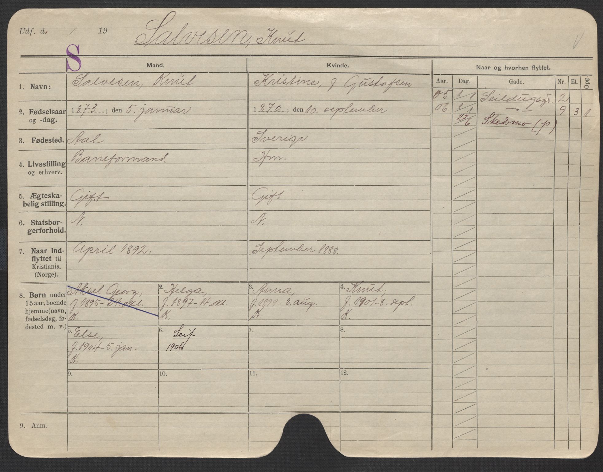 Oslo folkeregister, Registerkort, AV/SAO-A-11715/F/Fa/Fac/L0010: Menn, 1906-1914, p. 16a