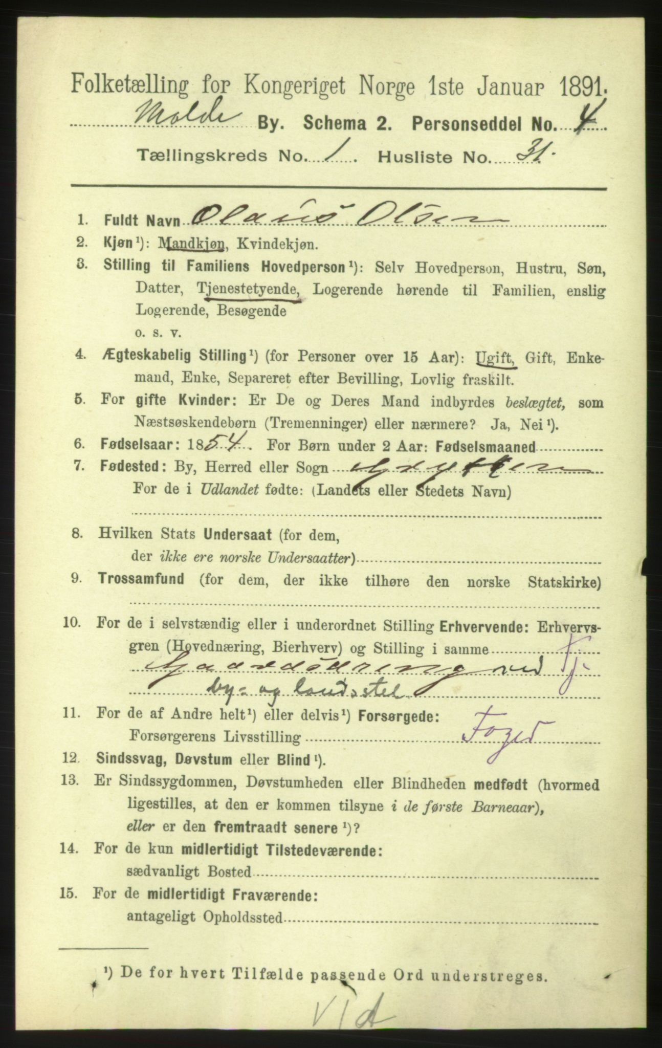 RA, 1891 census for 1502 Molde, 1891, p. 568