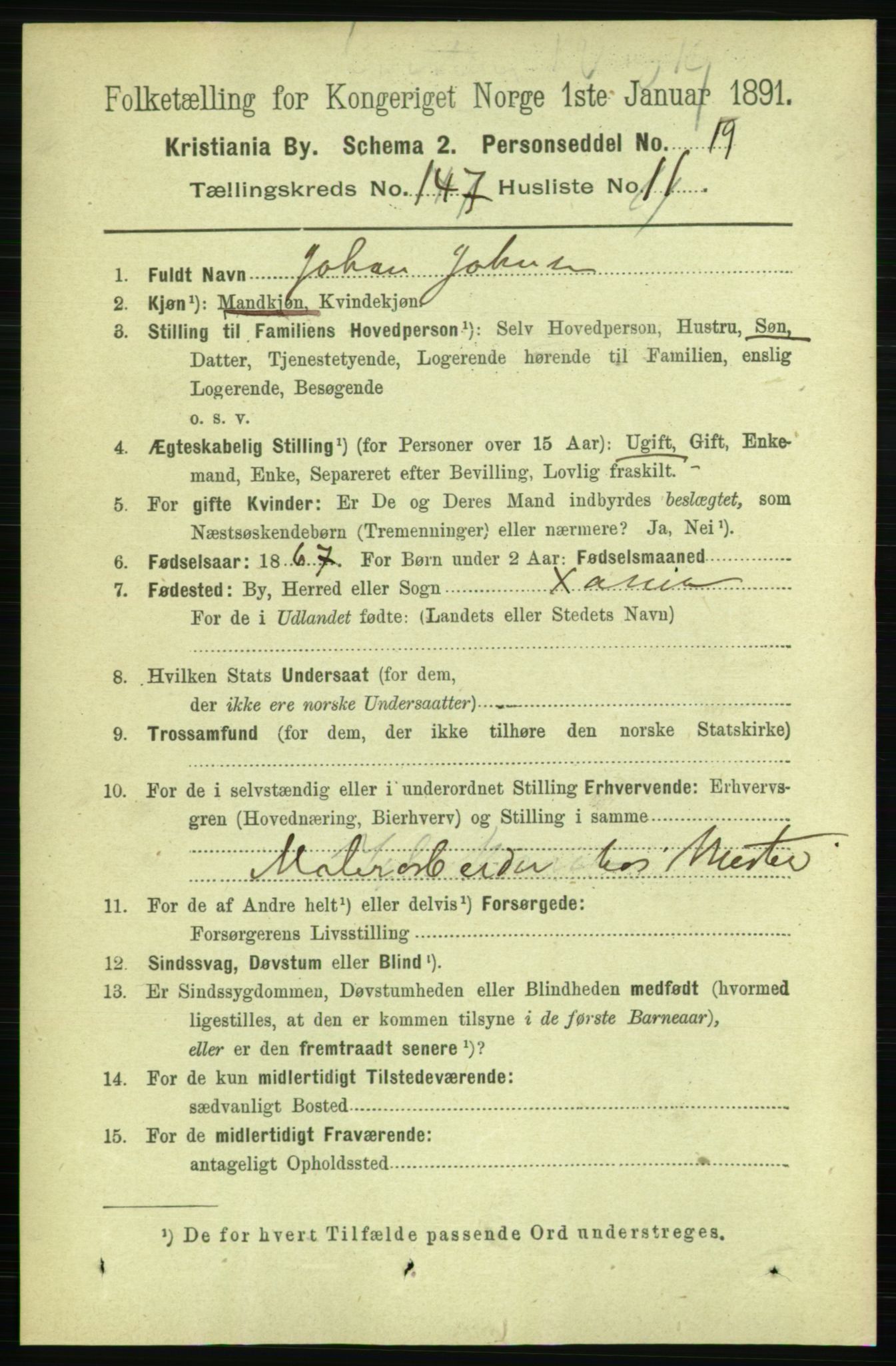 RA, 1891 census for 0301 Kristiania, 1891, p. 81946