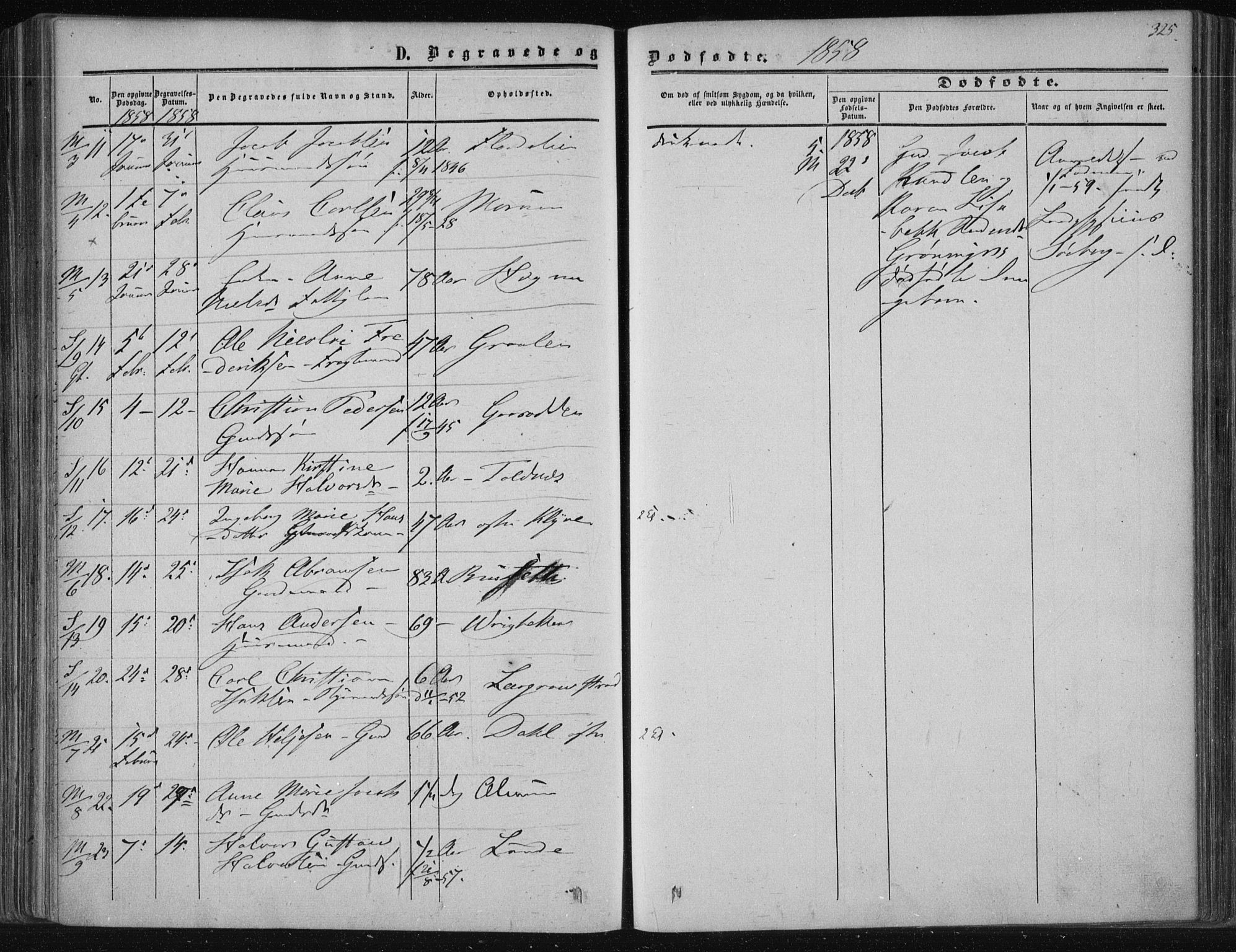 Solum kirkebøker, AV/SAKO-A-306/F/Fa/L0007: Parish register (official) no. I 7, 1856-1864, p. 325