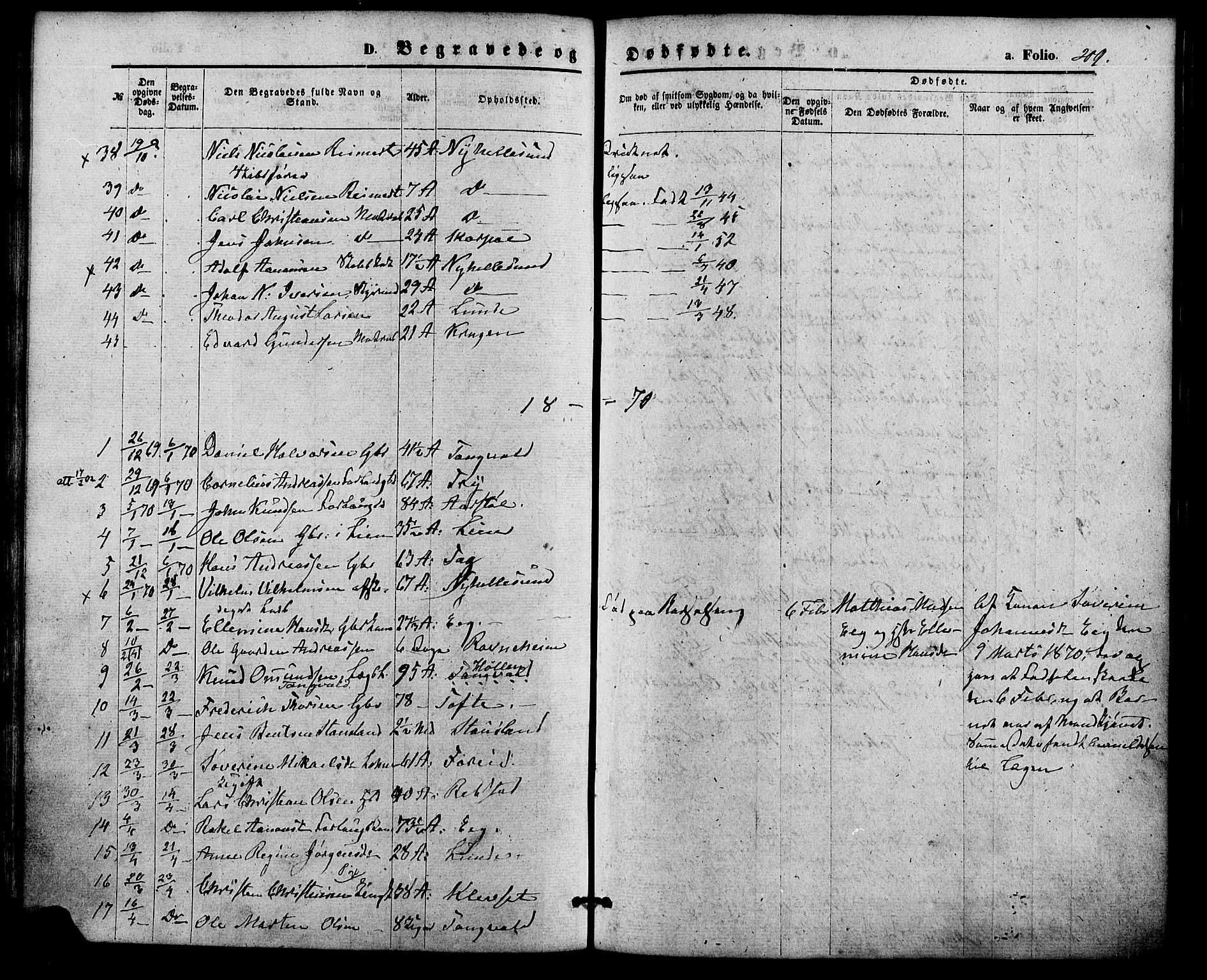 Søgne sokneprestkontor, SAK/1111-0037/F/Fa/Fab/L0011: Parish register (official) no. A 11, 1869-1879, p. 209
