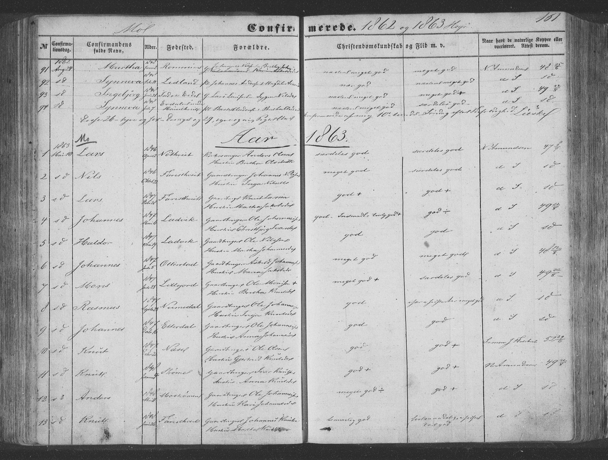 Hosanger sokneprestembete, SAB/A-75801/H/Haa: Parish register (official) no. A 8, 1849-1863, p. 161