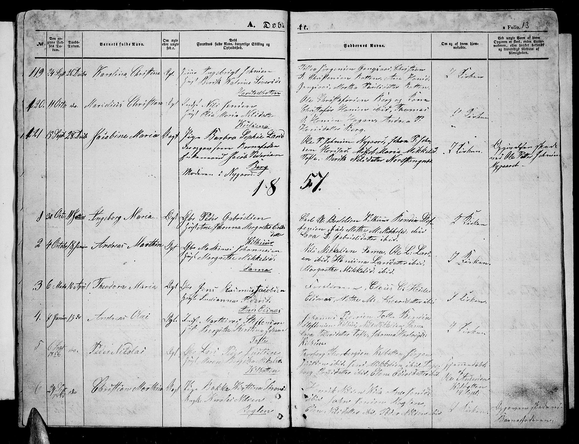 Trondenes sokneprestkontor, SATØ/S-1319/H/Hb/L0007klokker: Parish register (copy) no. 7, 1855-1862, p. 13