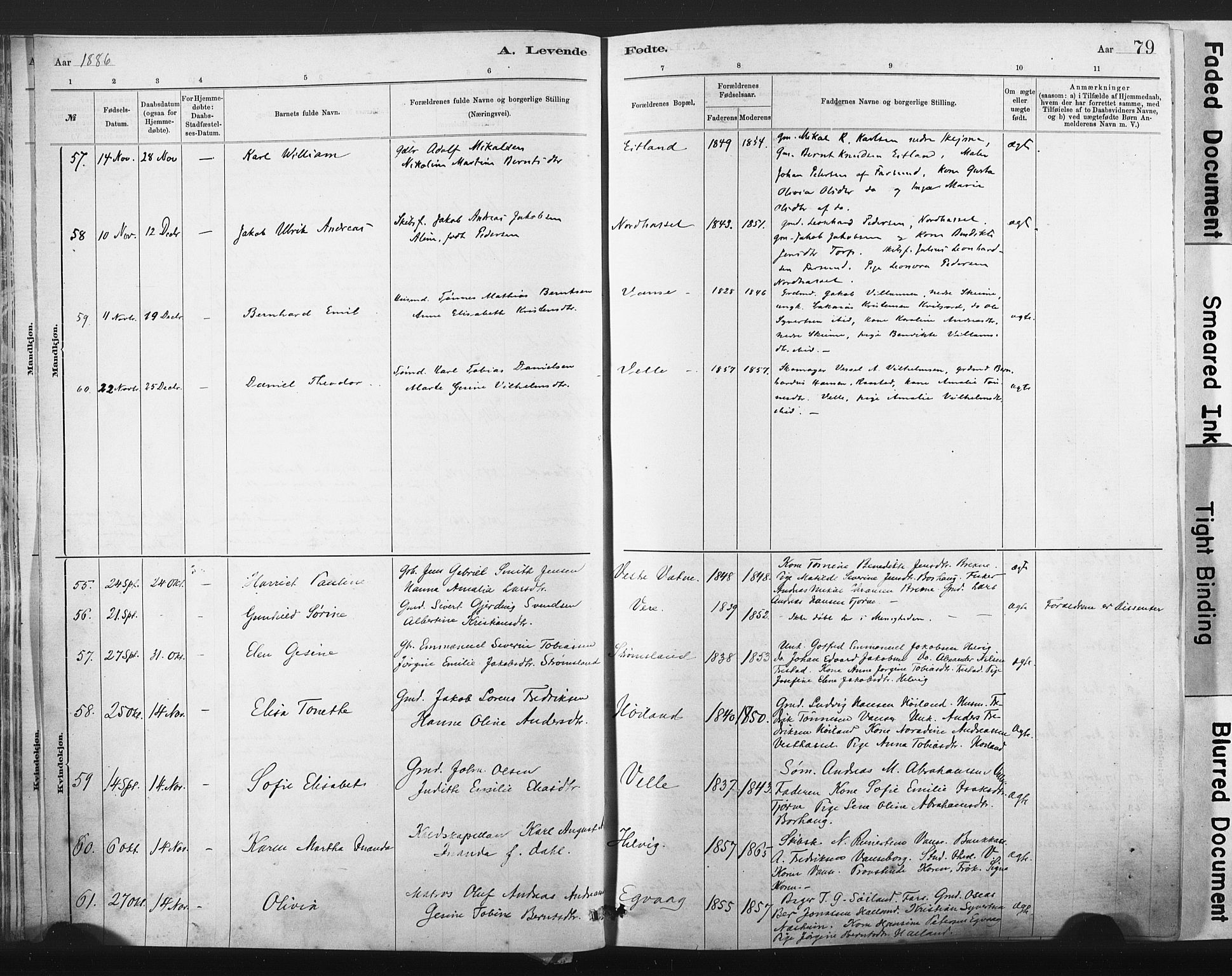 Lista sokneprestkontor, AV/SAK-1111-0027/F/Fa/L0012: Parish register (official) no. A 12, 1879-1903, p. 79