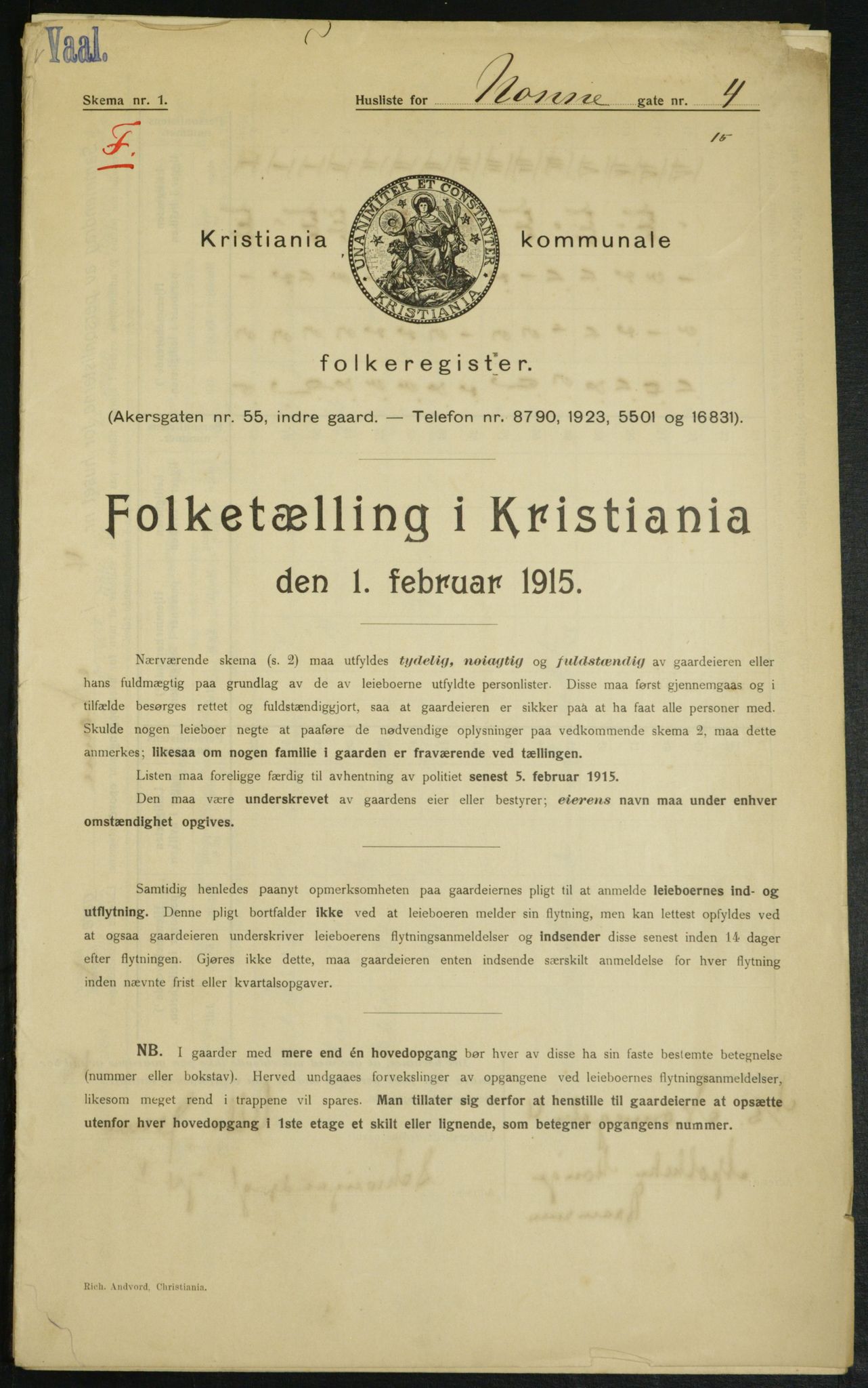 OBA, Municipal Census 1915 for Kristiania, 1915, p. 70814