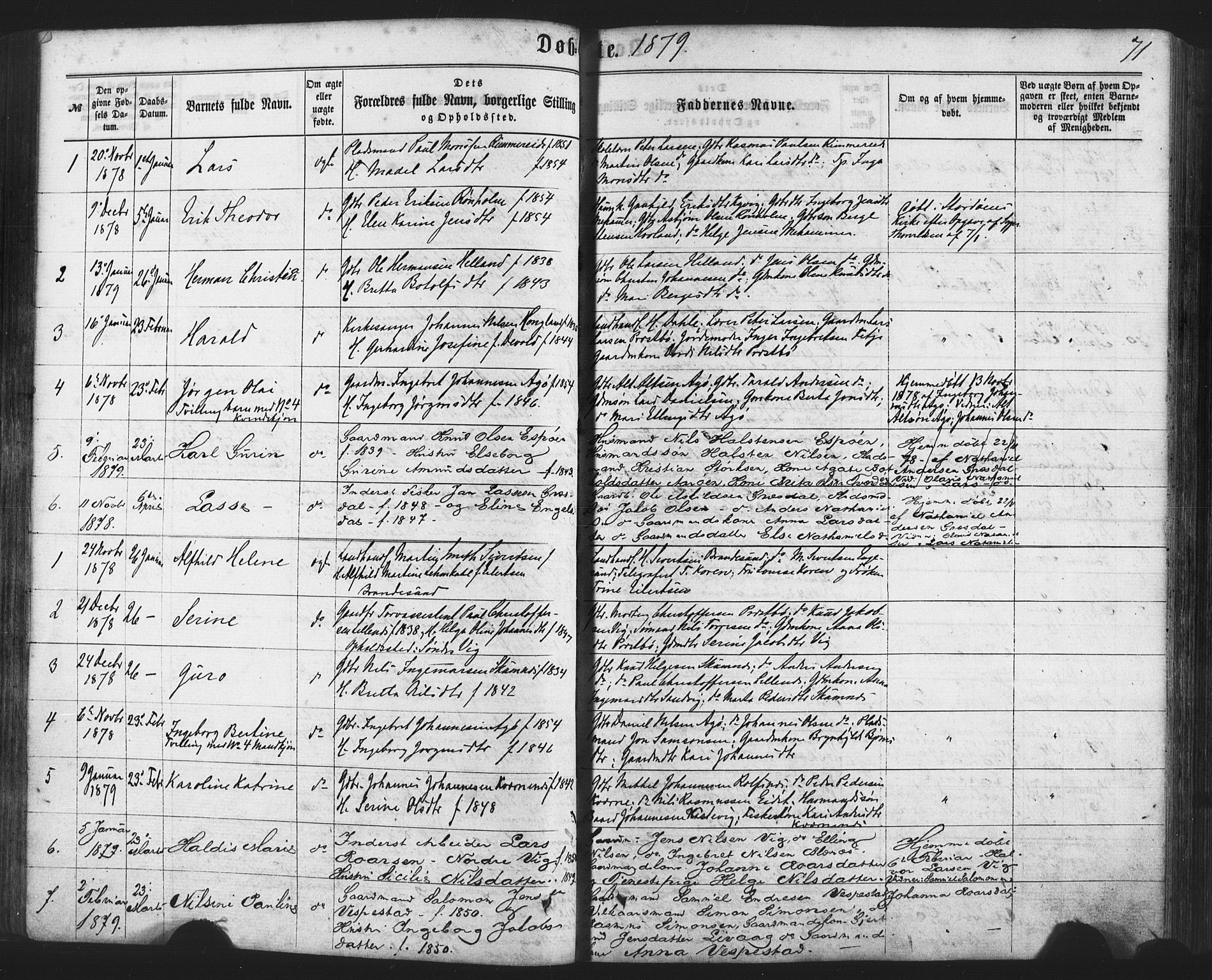 Fitjar sokneprestembete, AV/SAB-A-99926: Parish register (official) no. A 1, 1862-1881, p. 71