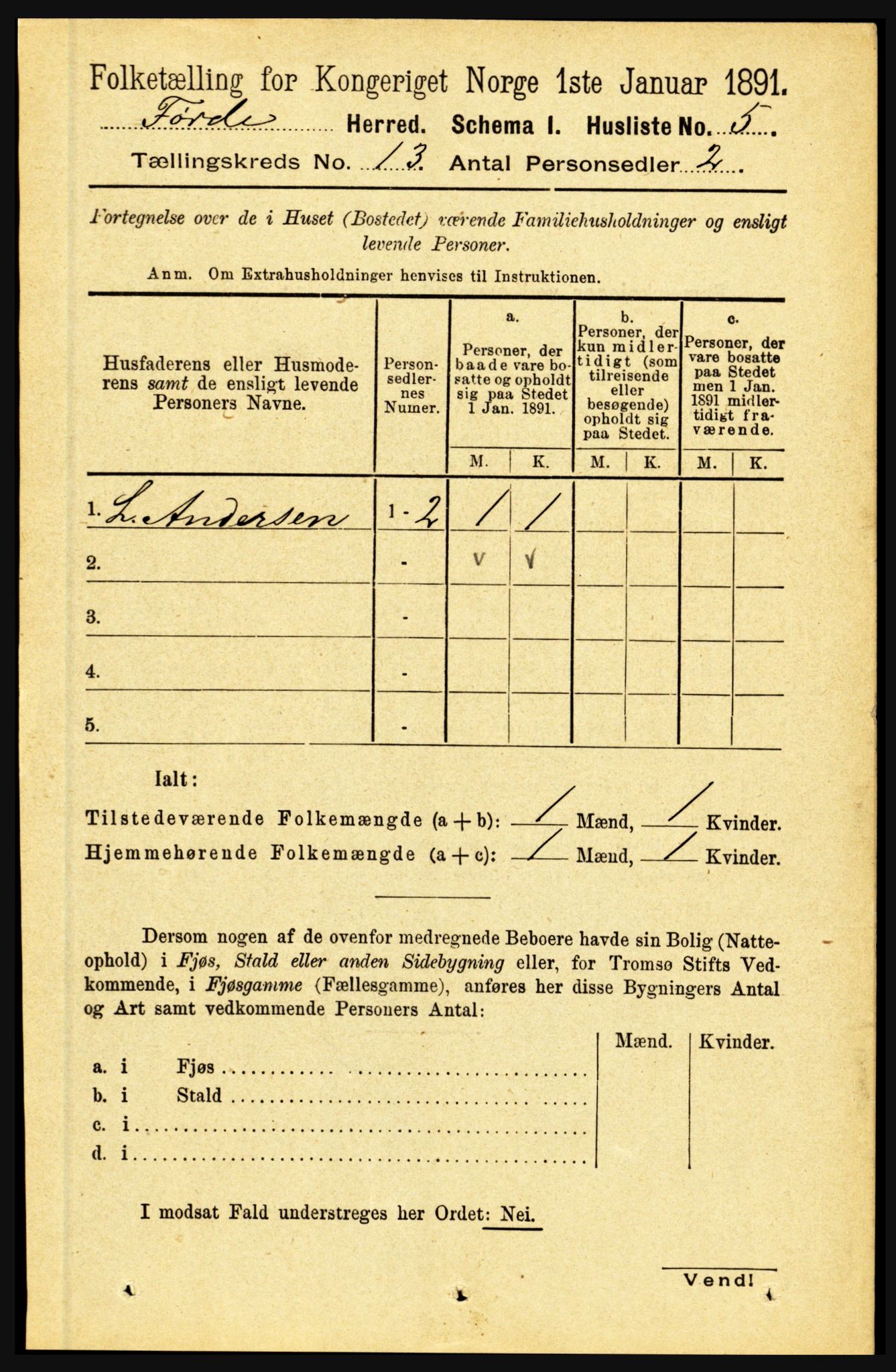 RA, 1891 census for 1432 Førde, 1891, p. 4499