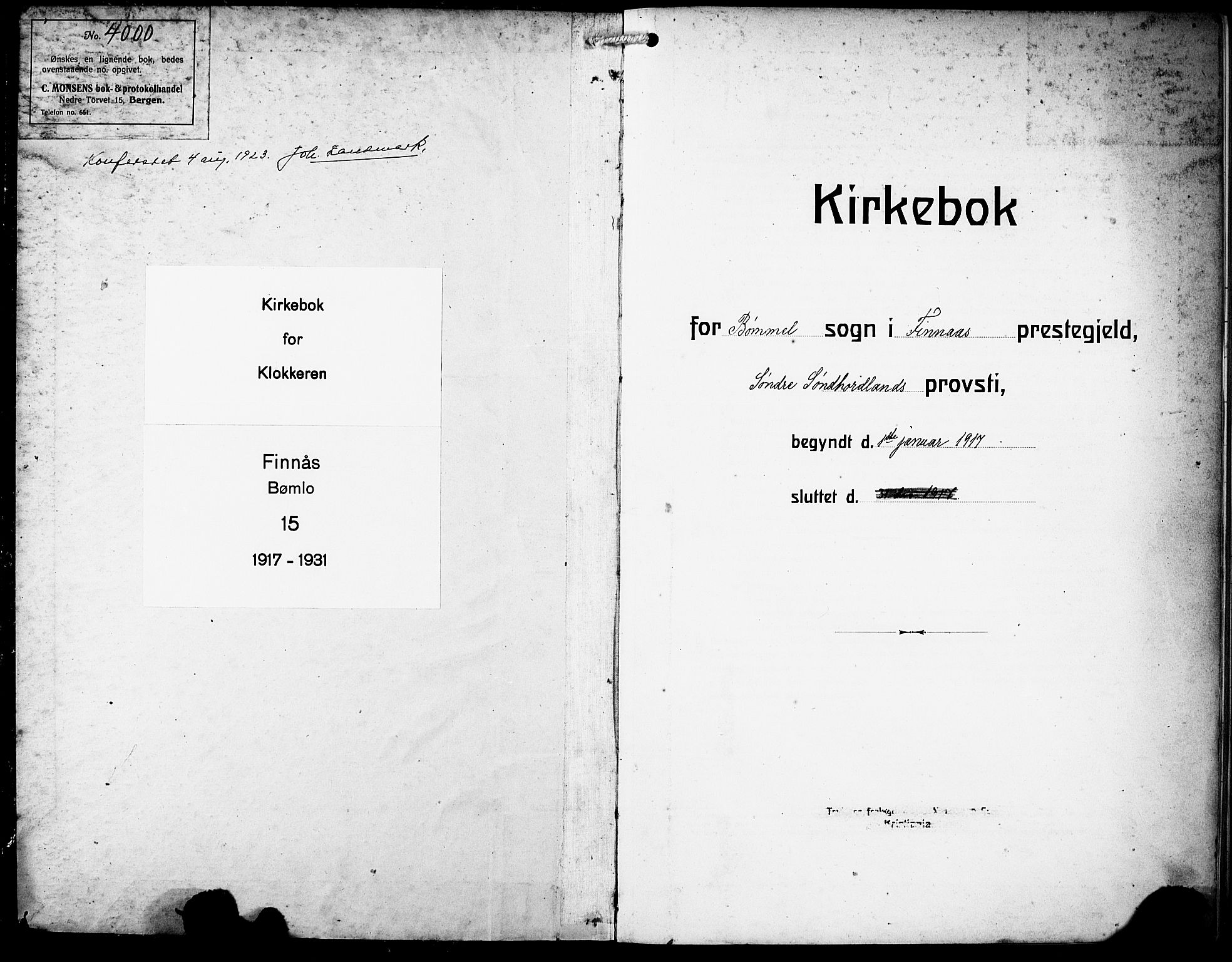 Finnås sokneprestembete, SAB/A-99925/H/Ha/Hab/Habc/L0004: Parish register (copy) no. C 4, 1917-1931