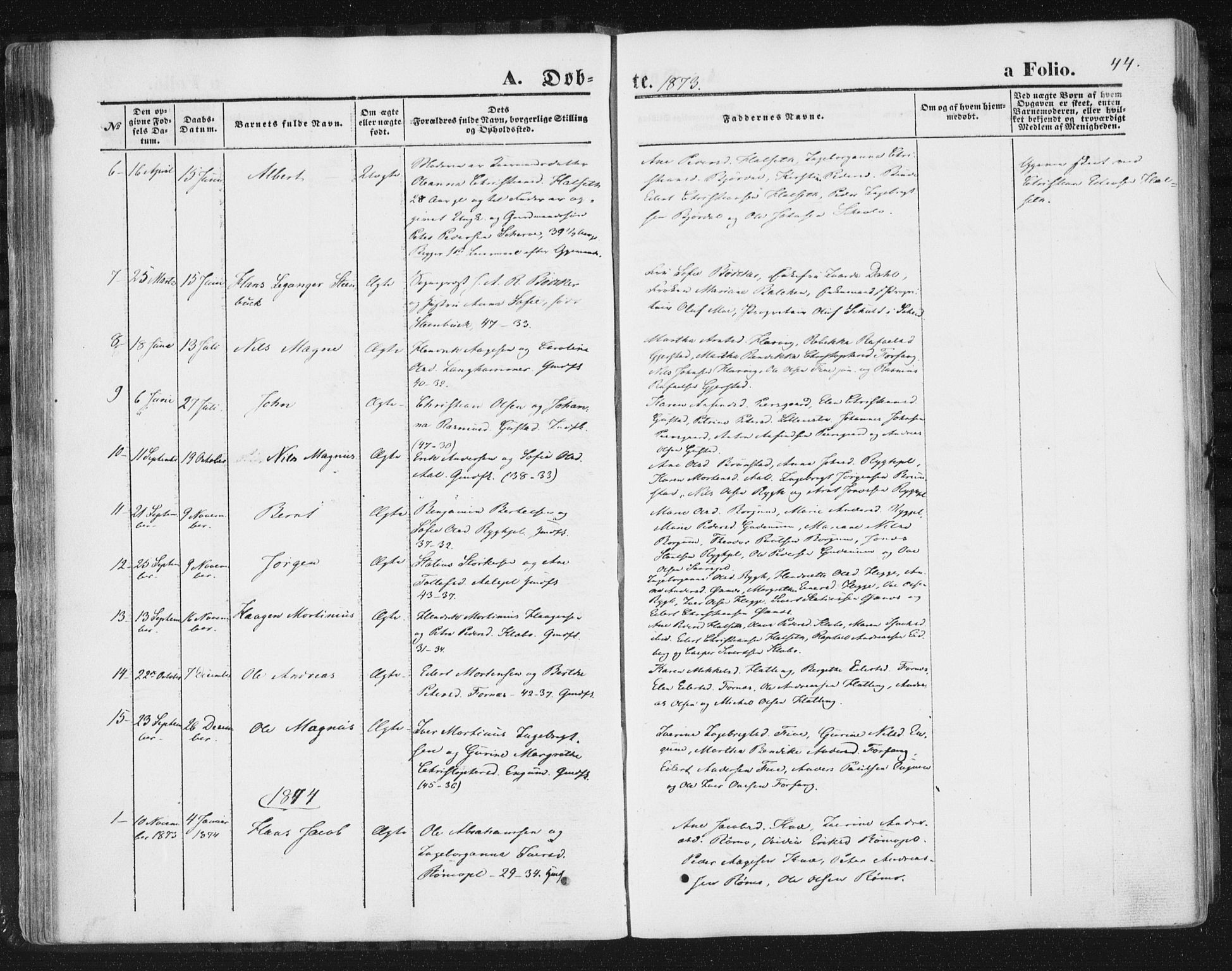 Ministerialprotokoller, klokkerbøker og fødselsregistre - Nord-Trøndelag, SAT/A-1458/746/L0447: Parish register (official) no. 746A06, 1860-1877, p. 44