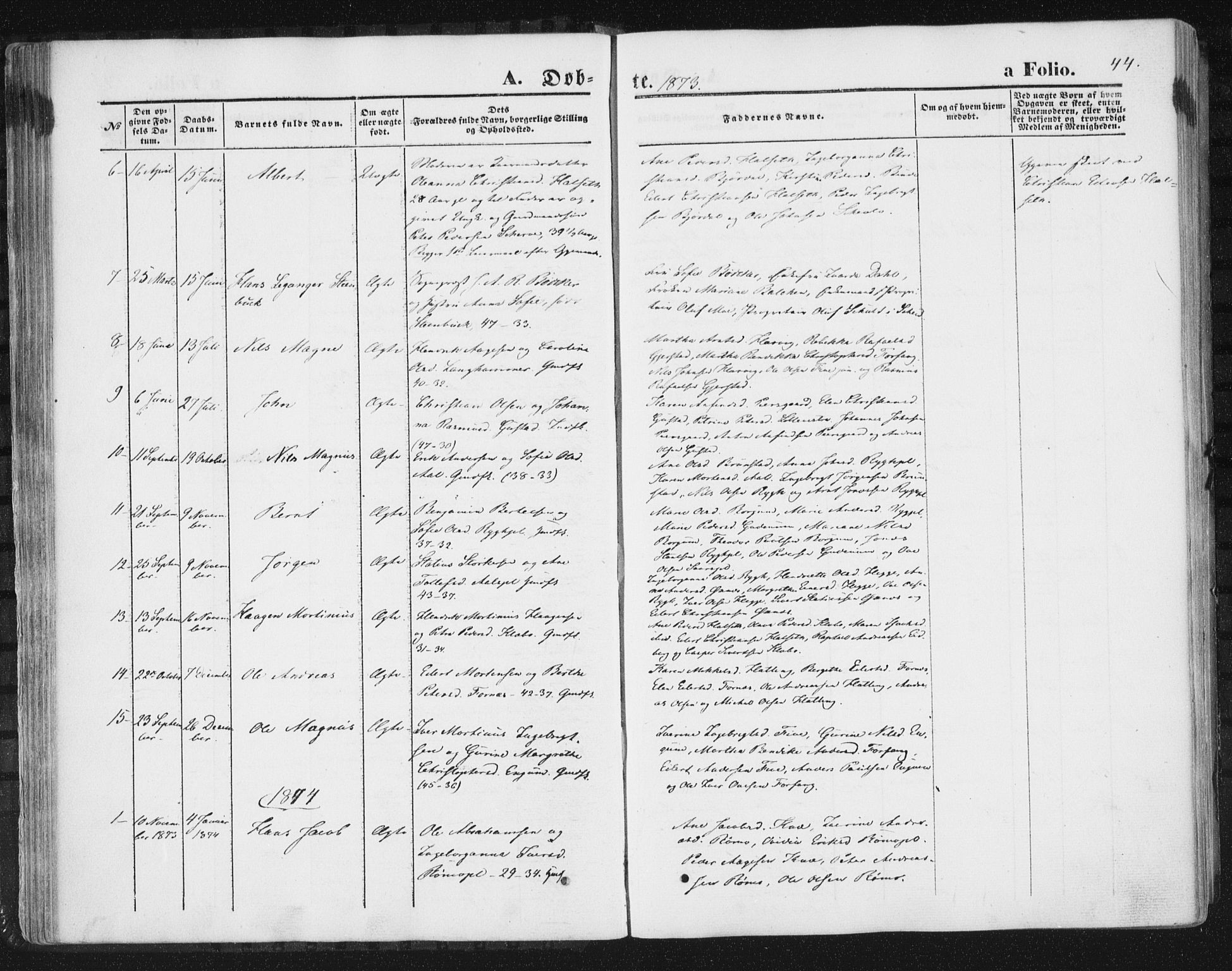 Ministerialprotokoller, klokkerbøker og fødselsregistre - Nord-Trøndelag, AV/SAT-A-1458/746/L0447: Parish register (official) no. 746A06, 1860-1877, p. 44