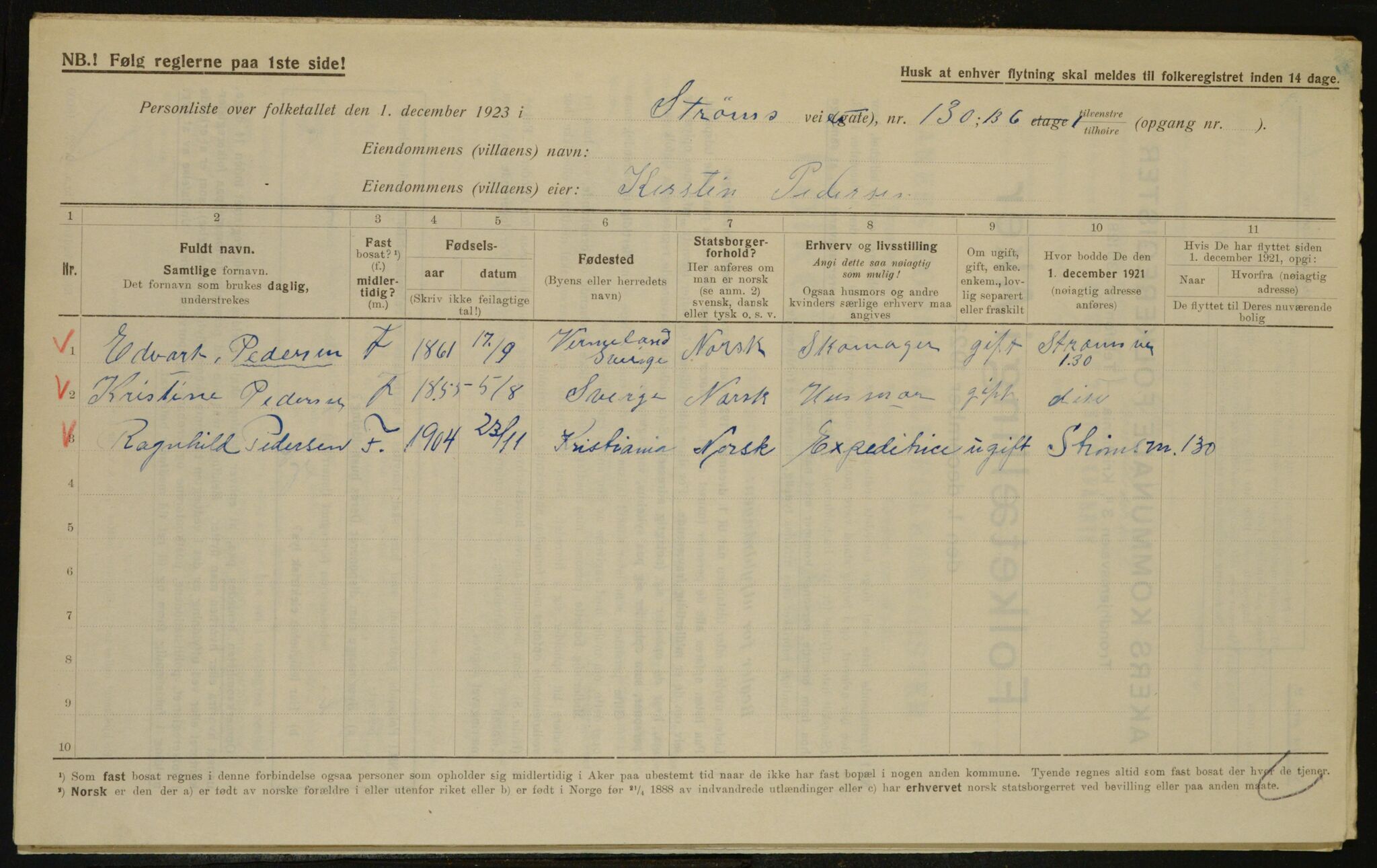 , Municipal Census 1923 for Aker, 1923, p. 31962