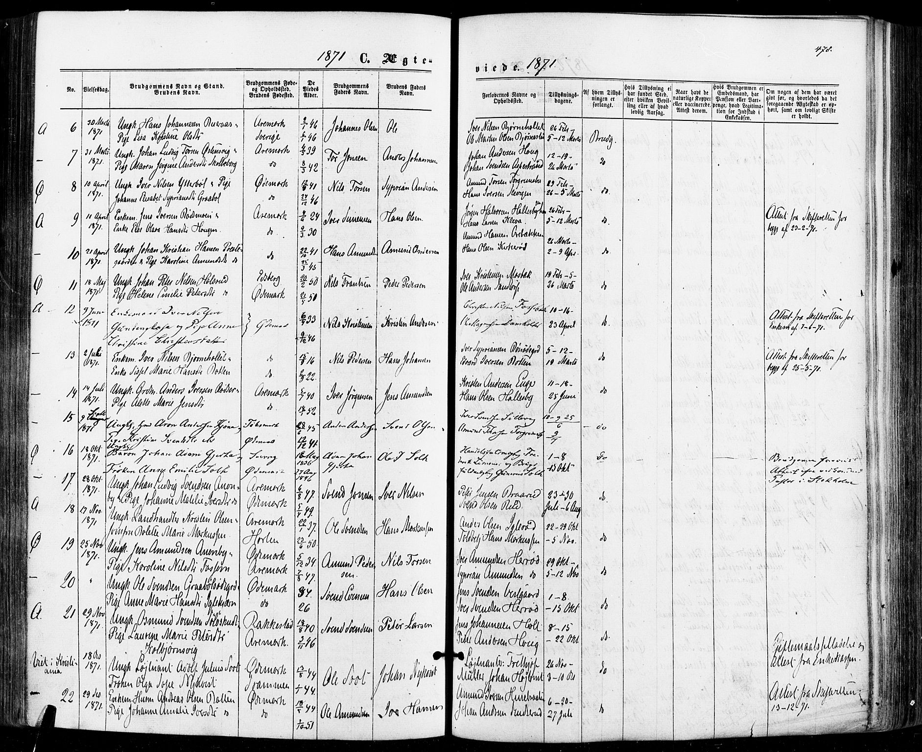 Aremark prestekontor Kirkebøker, SAO/A-10899/F/Fc/L0004: Parish register (official) no. III 4, 1866-1877, p. 477-478