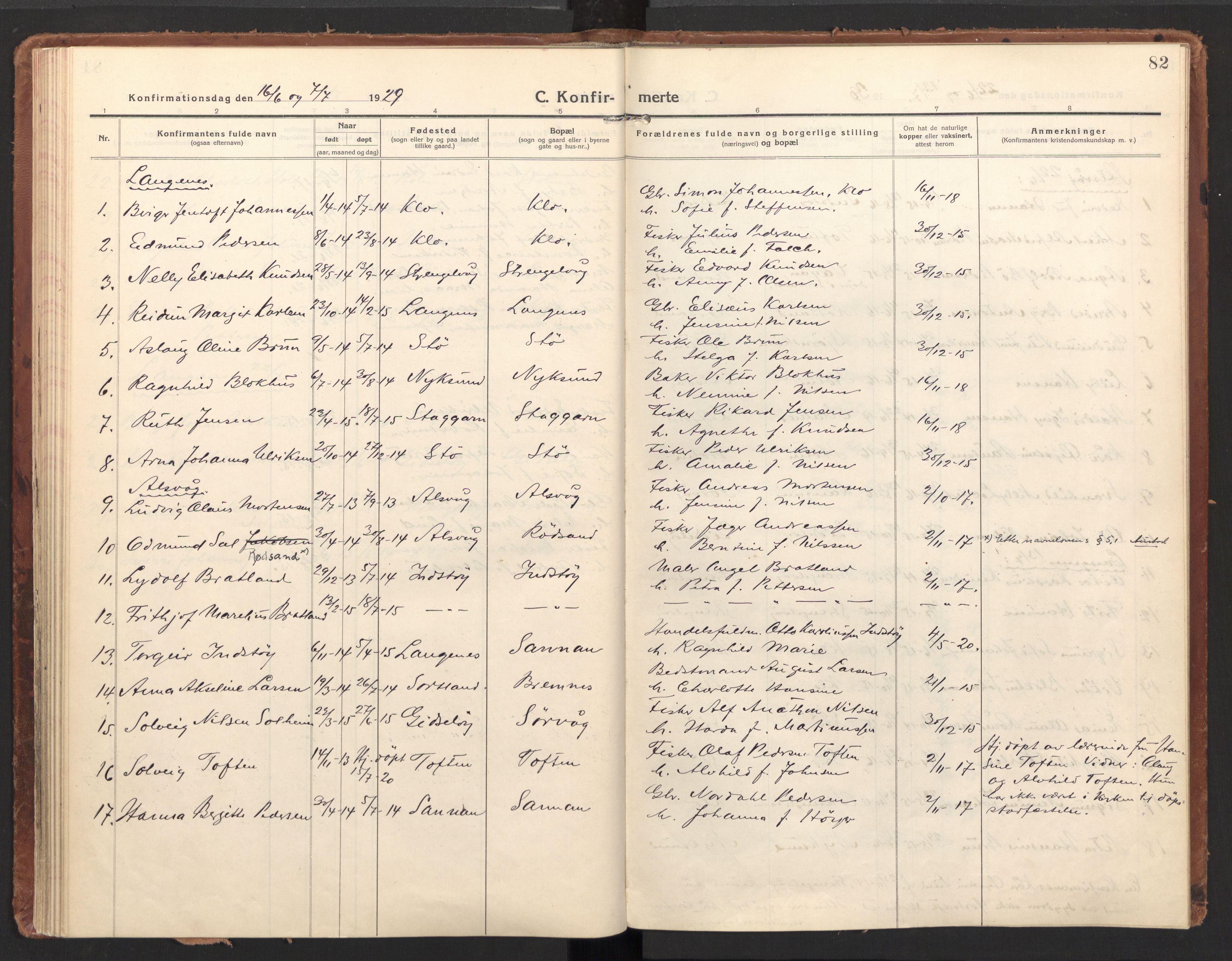 Ministerialprotokoller, klokkerbøker og fødselsregistre - Nordland, AV/SAT-A-1459/894/L1357: Parish register (official) no. 894A03, 1913-1934, p. 82