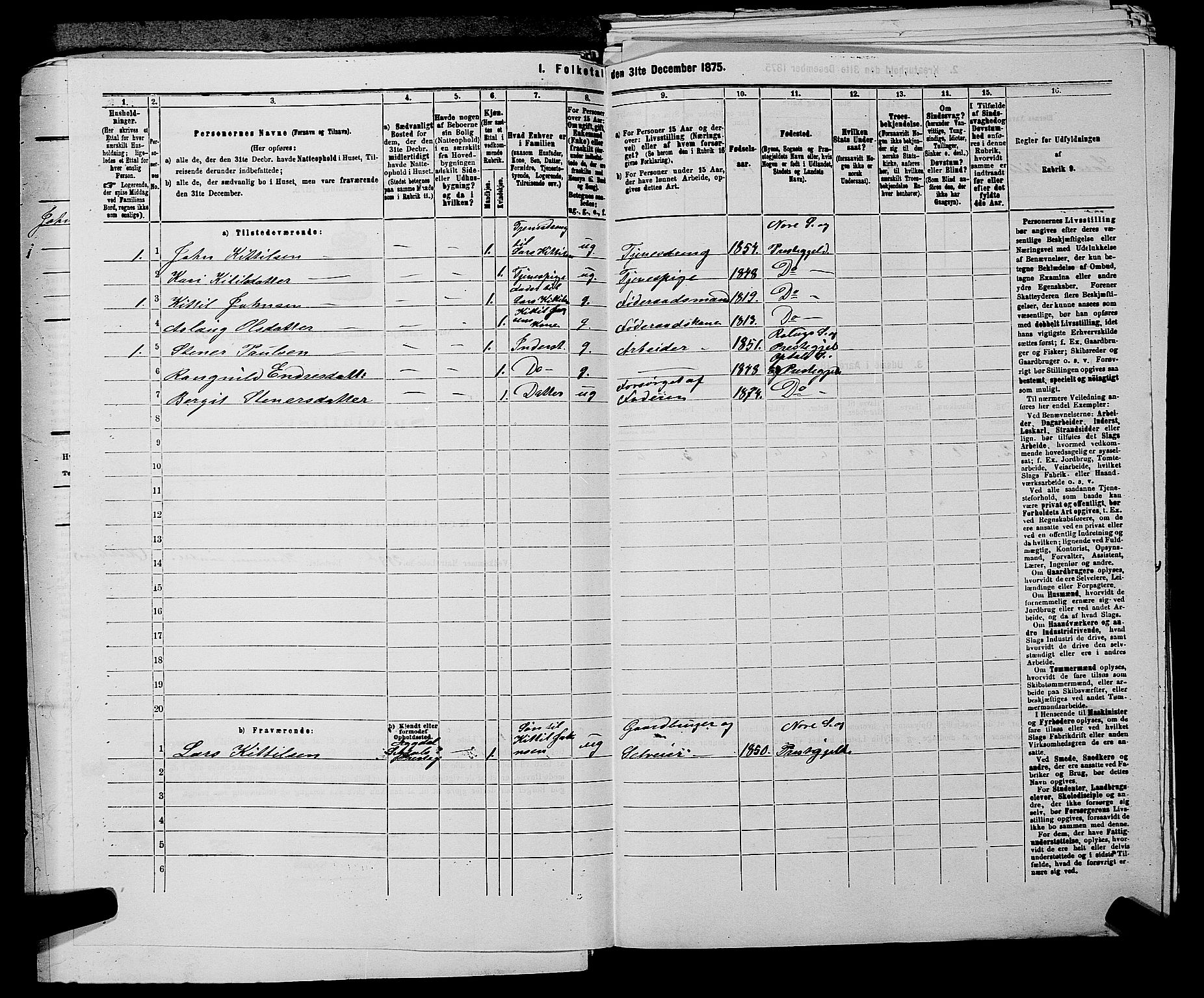 SAKO, 1875 census for 0633P Nore, 1875, p. 911