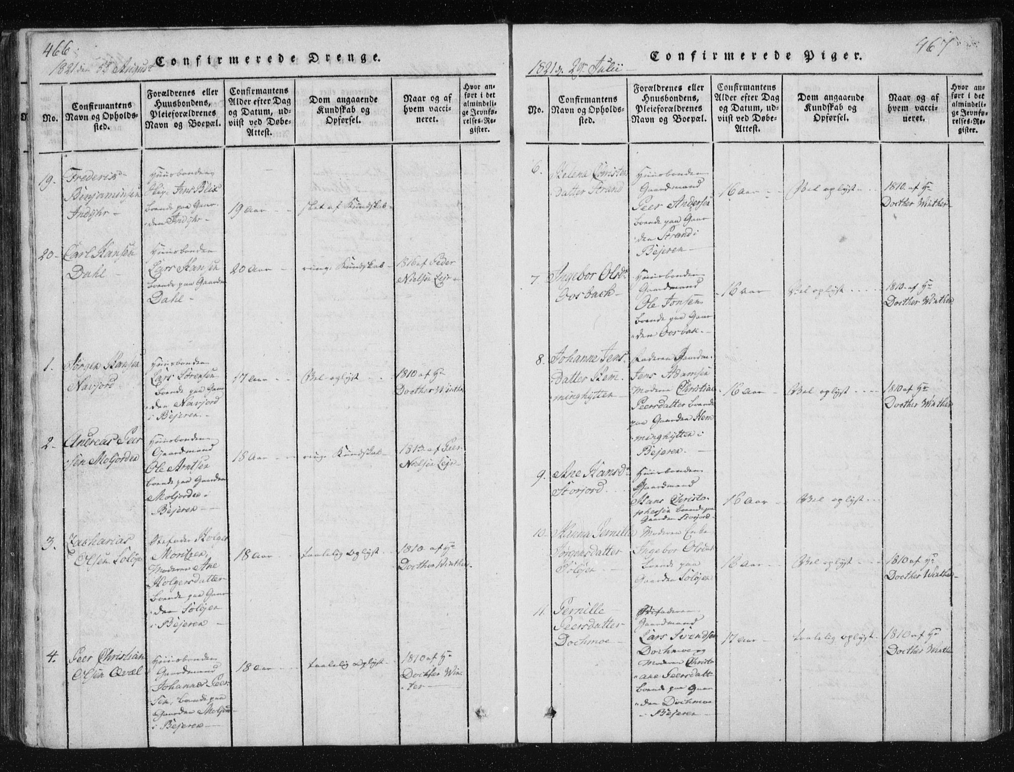 Ministerialprotokoller, klokkerbøker og fødselsregistre - Nordland, AV/SAT-A-1459/805/L0096: Parish register (official) no. 805A03, 1820-1837, p. 466-467