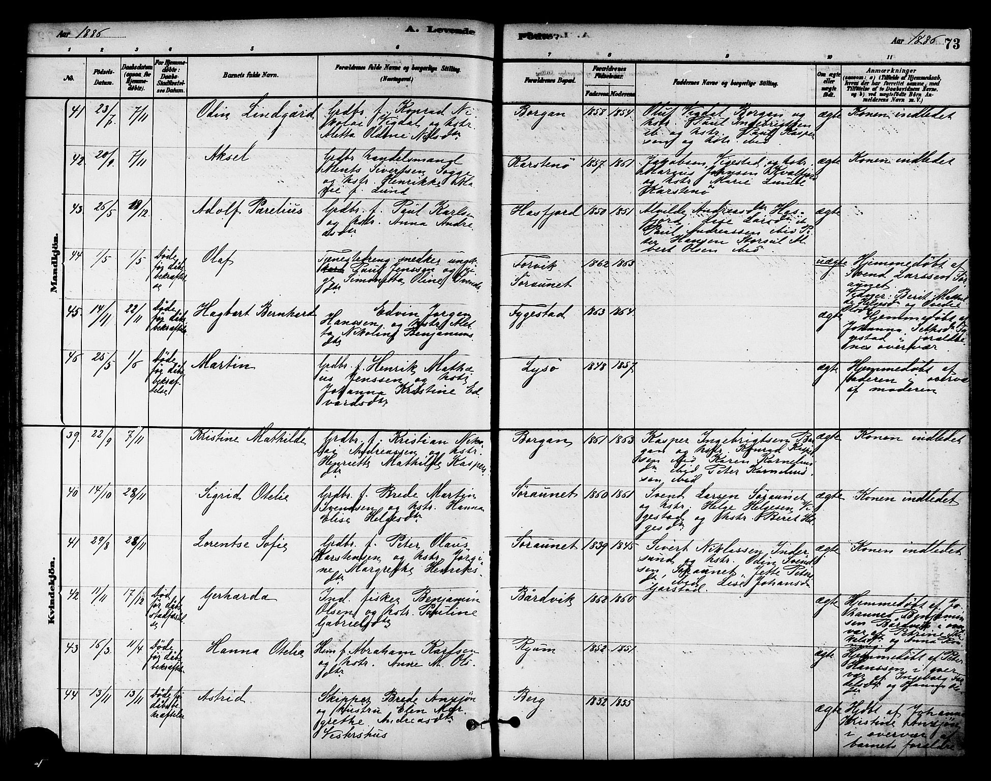 Ministerialprotokoller, klokkerbøker og fødselsregistre - Nord-Trøndelag, AV/SAT-A-1458/786/L0686: Parish register (official) no. 786A02, 1880-1887, p. 73