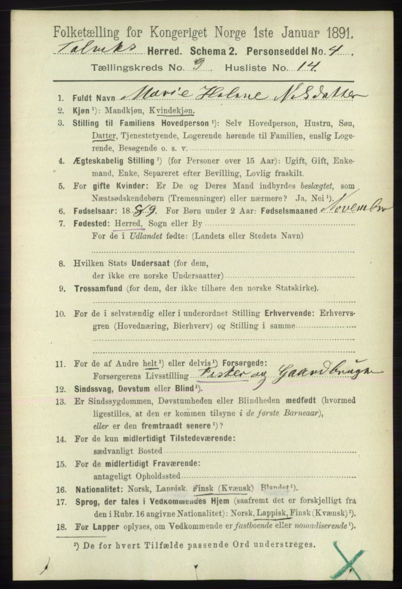 RA, 1891 census for 2013 Talvik, 1891, p. 2241
