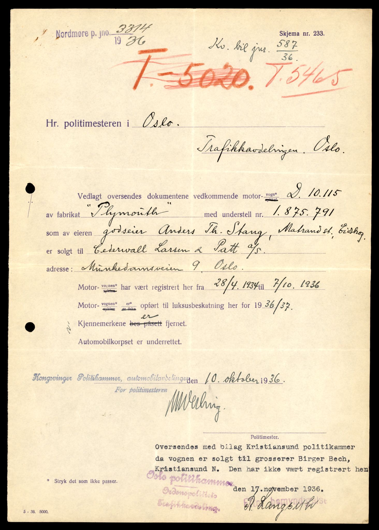 Møre og Romsdal vegkontor - Ålesund trafikkstasjon, SAT/A-4099/F/Fe/L0022: Registreringskort for kjøretøy T 10584 - T 10694, 1927-1998, p. 3069