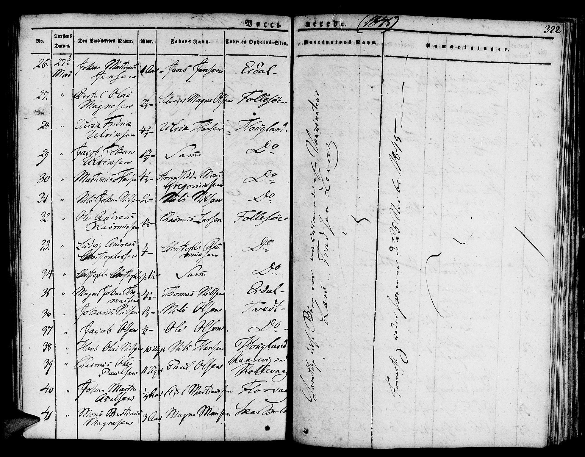 Askøy Sokneprestembete, AV/SAB-A-74101/H/Ha/Haa/Haaa/L0004: Parish register (official) no. A 4, 1825-1845, p. 322