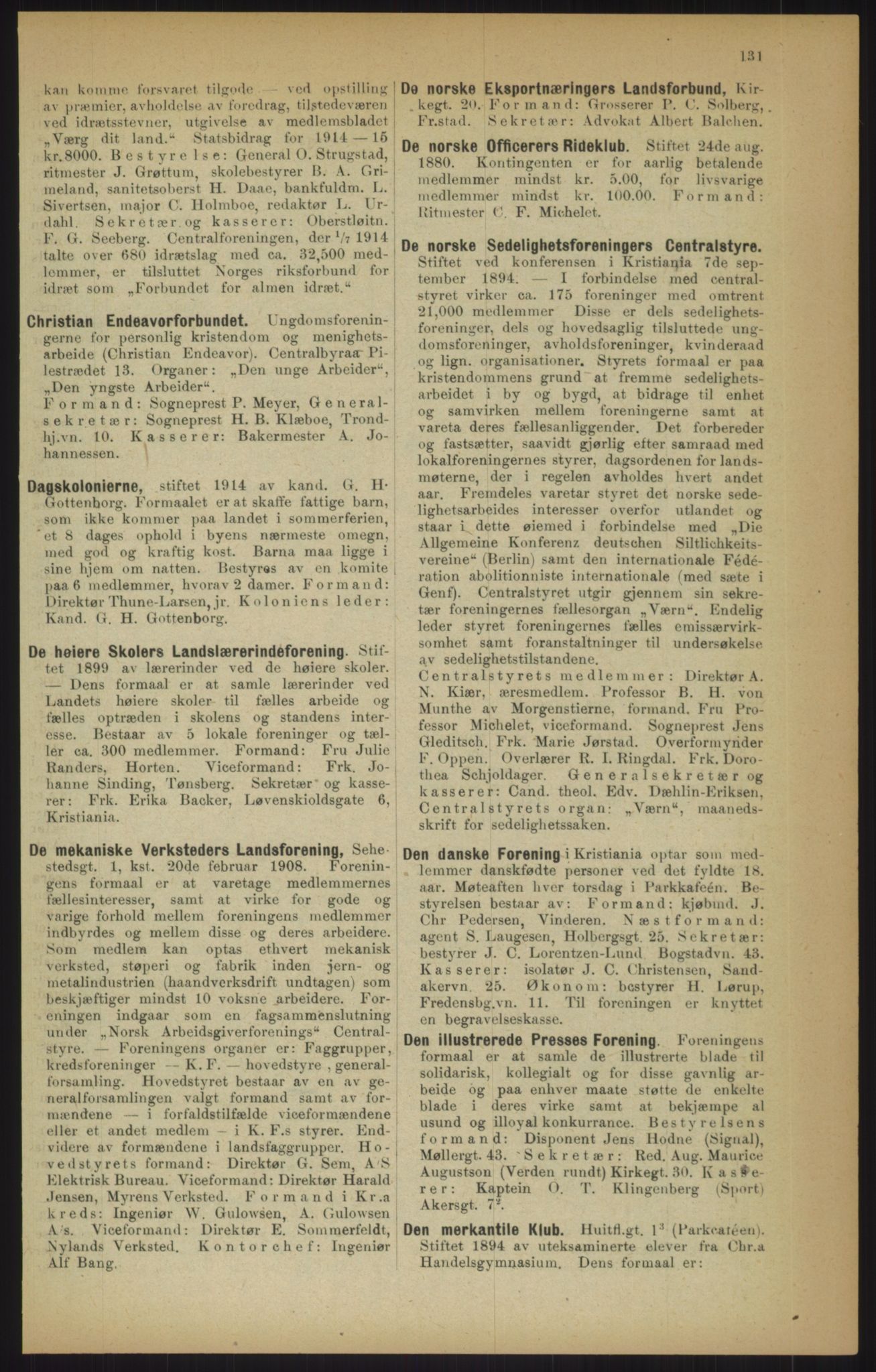 Kristiania/Oslo adressebok, PUBL/-, 1915, p. 131