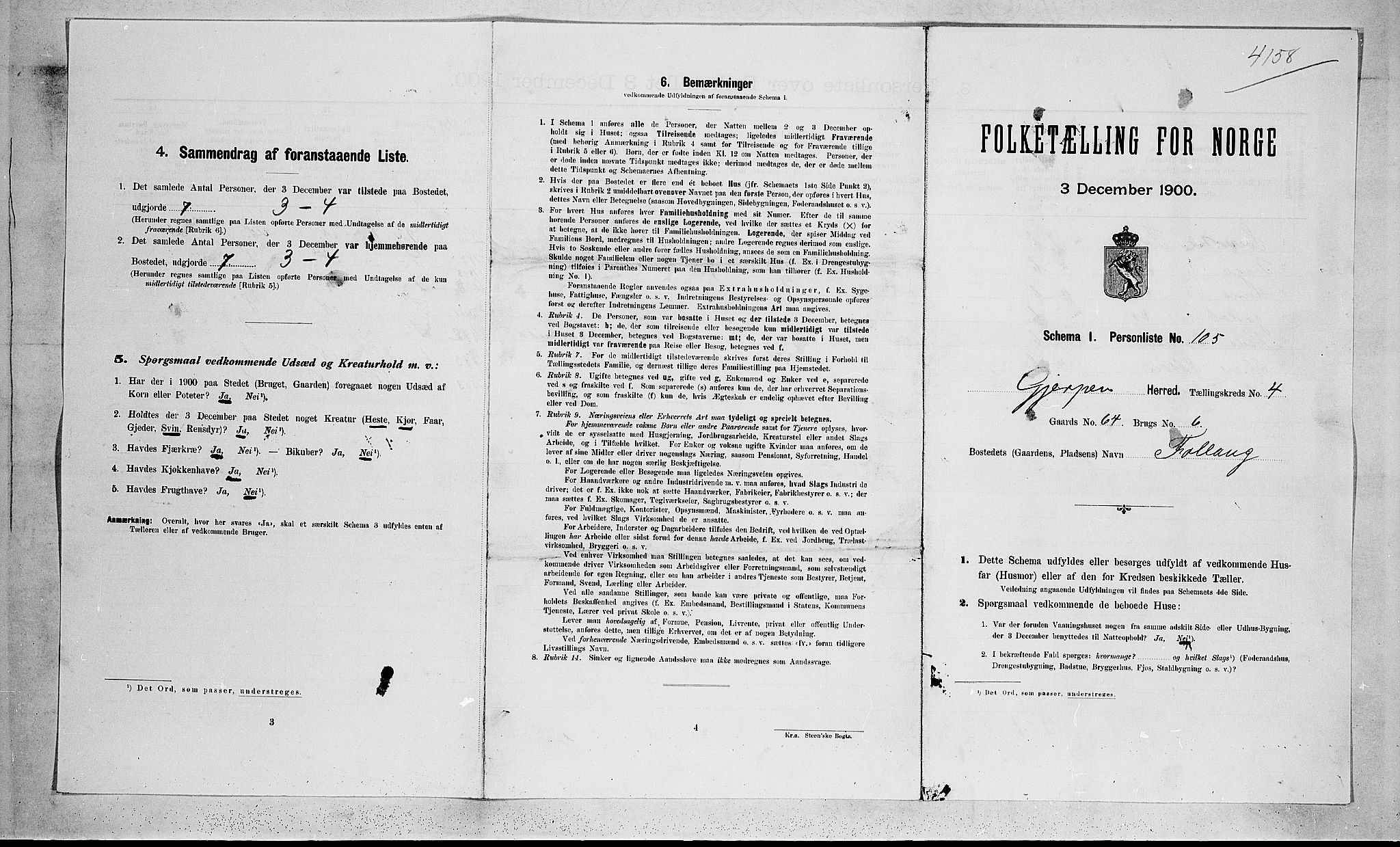 SAKO, 1900 census for Gjerpen, 1900, p. 1028