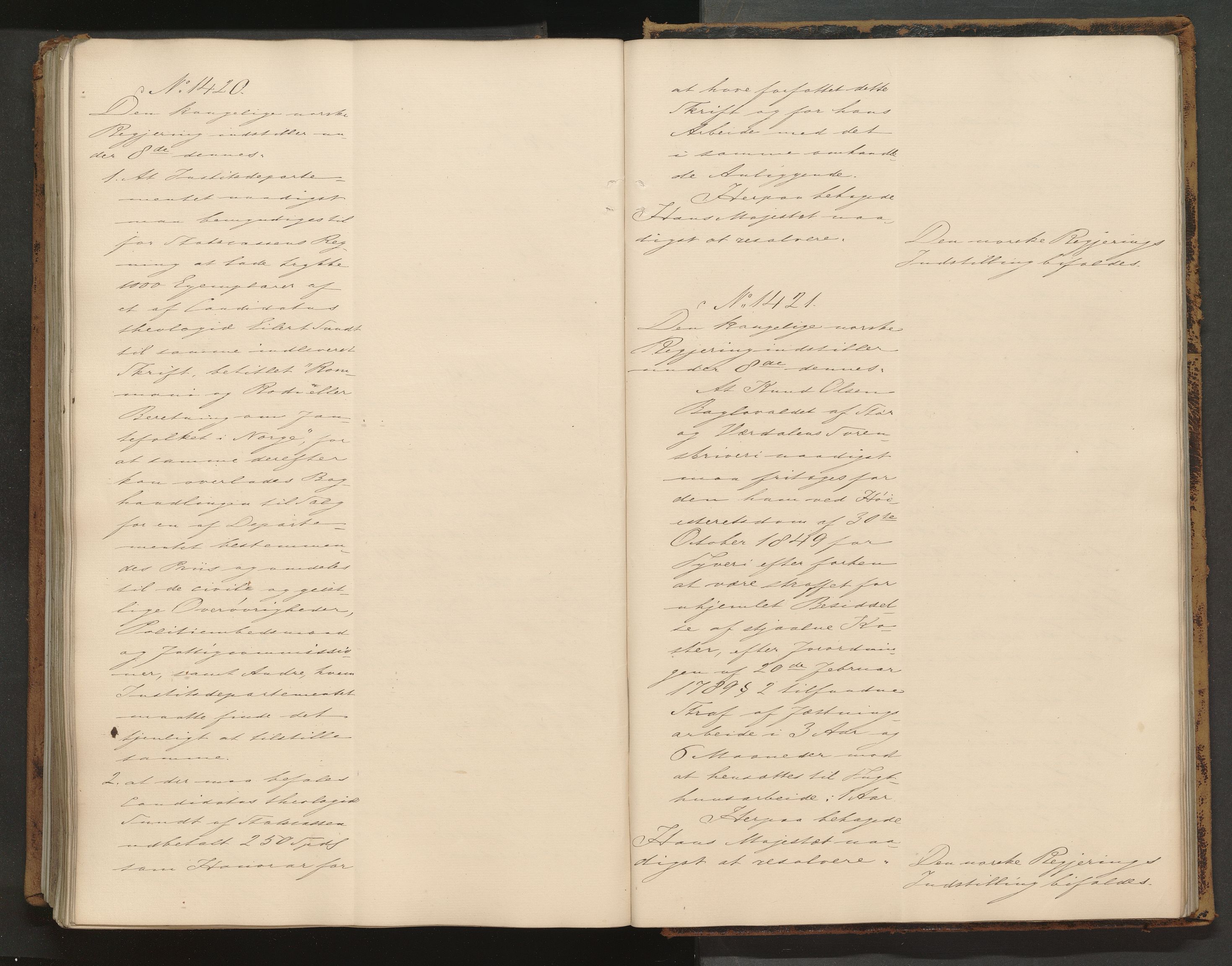 Statsrådssekretariatet, AV/RA-S-1001/A/Ab/L0070: Kgl. res. nr. 726-1428, 2. halvår, 1849