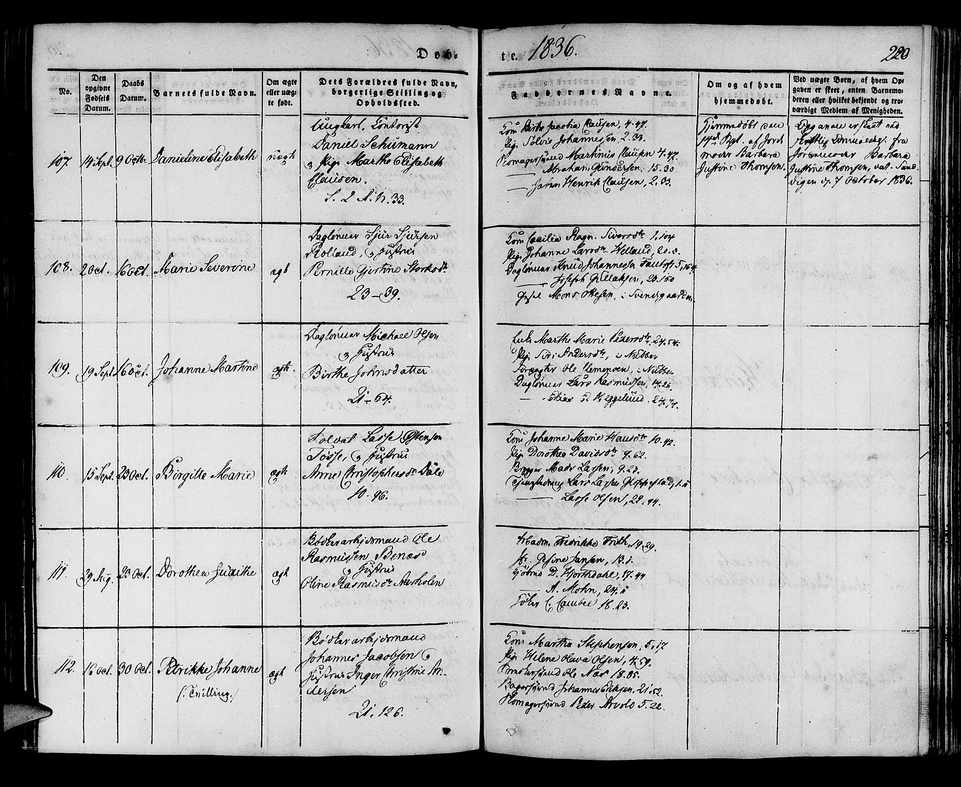Korskirken sokneprestembete, SAB/A-76101/H/Haa/L0015: Parish register (official) no. B 1, 1833-1841, p. 220