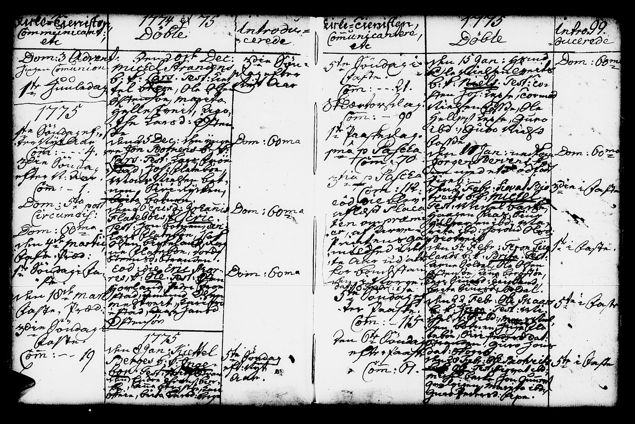 Kvam sokneprestembete, SAB/A-76201/H/Haa: Parish register (official) no. A 4, 1743-1795, p. 99