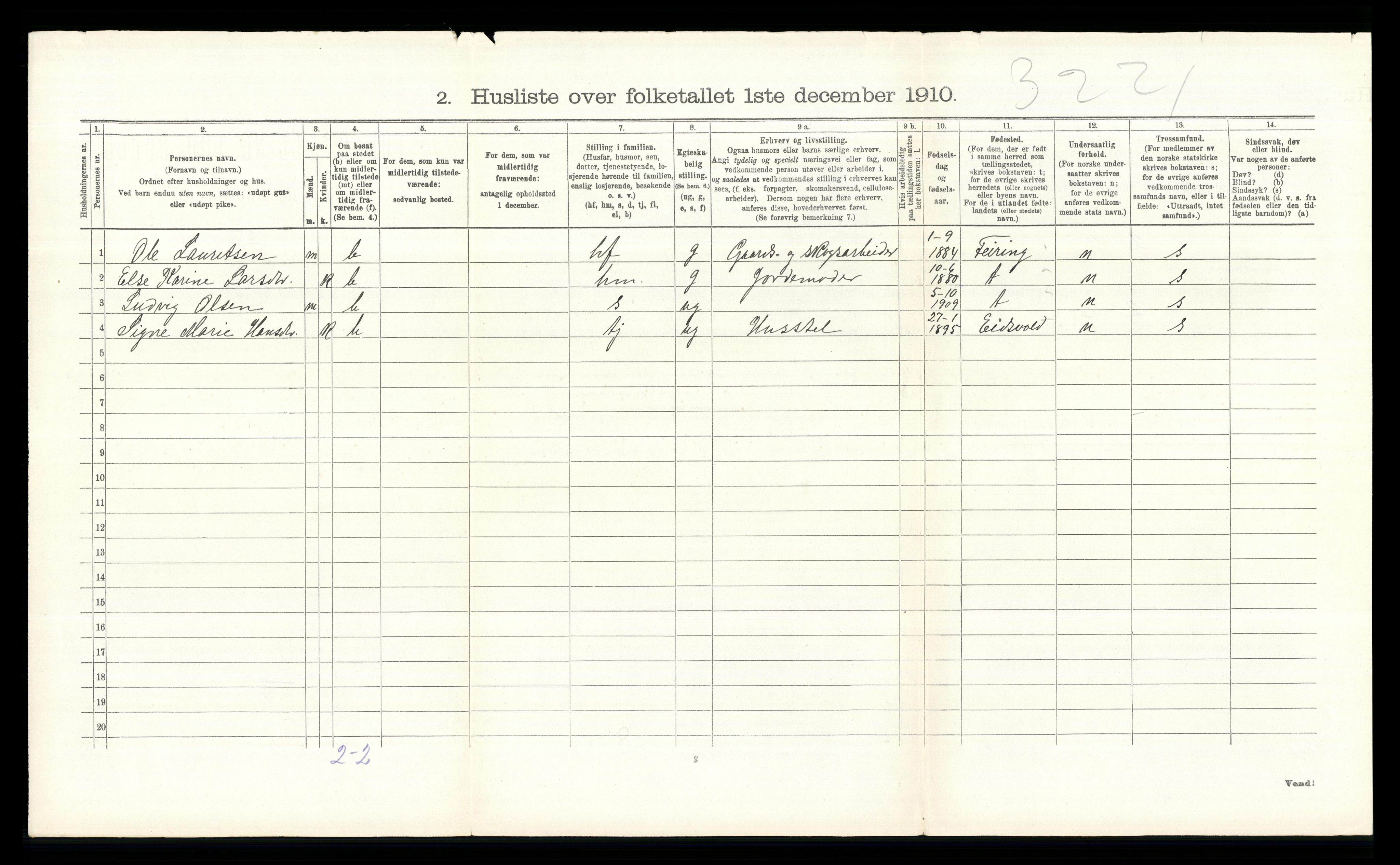 RA, 1910 census for Hurdal, 1910, p. 603