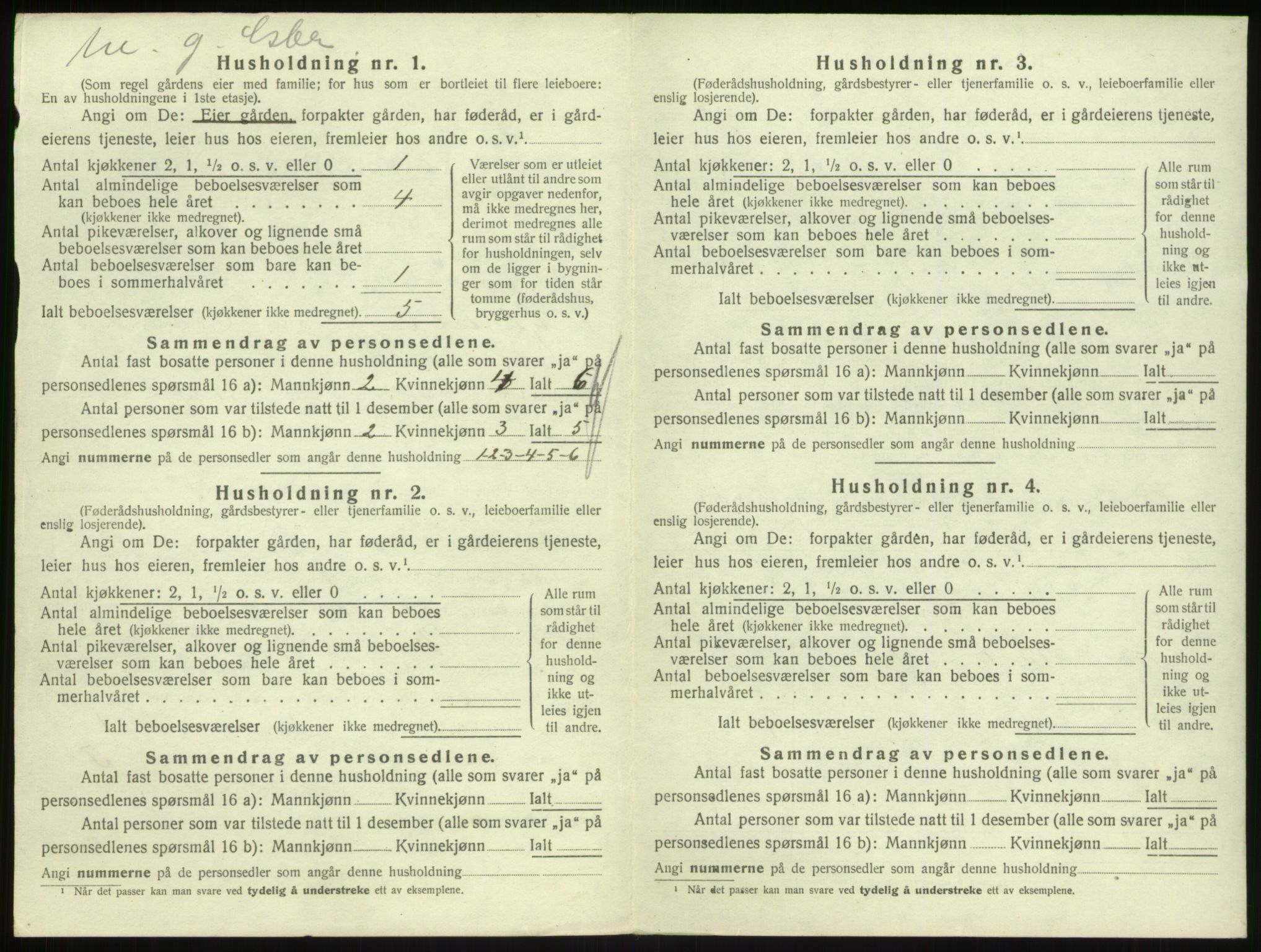 SAB, 1920 census for Hyllestad, 1920, p. 455