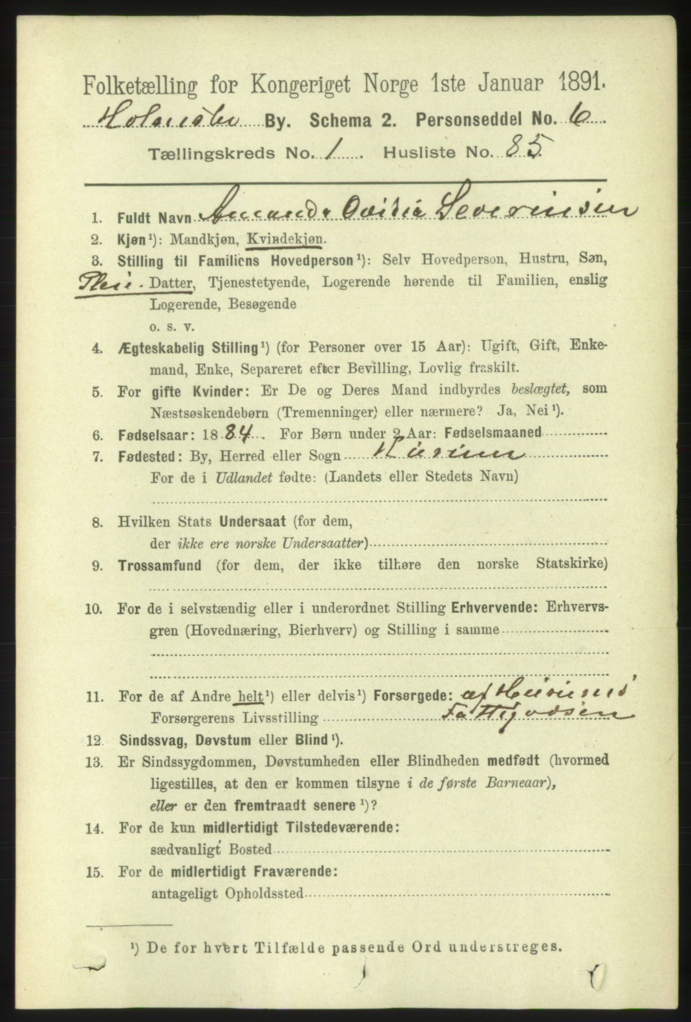 RA, 1891 census for 0603 Holmsbu, 1891, p. 682