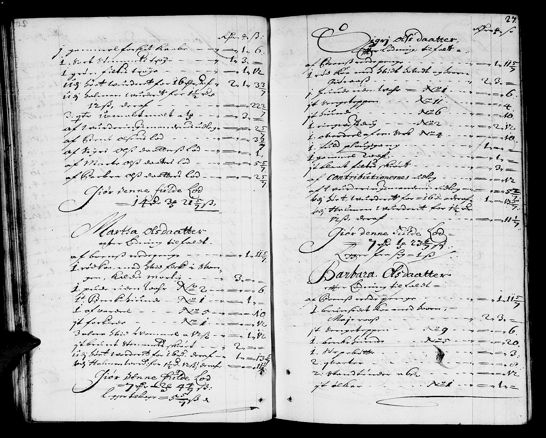 Larvik sorenskriveri, AV/SAKO-A-83/H/Hd/Hda/L0003: Skifteprotokoll, 1689-1692, p. 26b-27a
