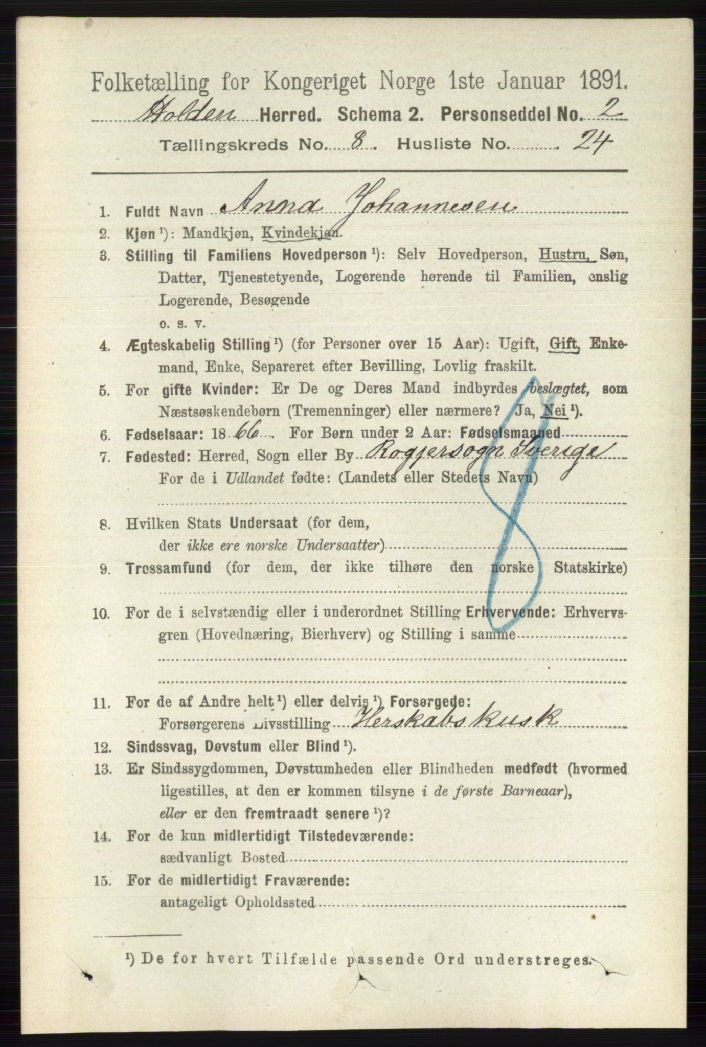 RA, 1891 census for 0819 Holla, 1891, p. 3819