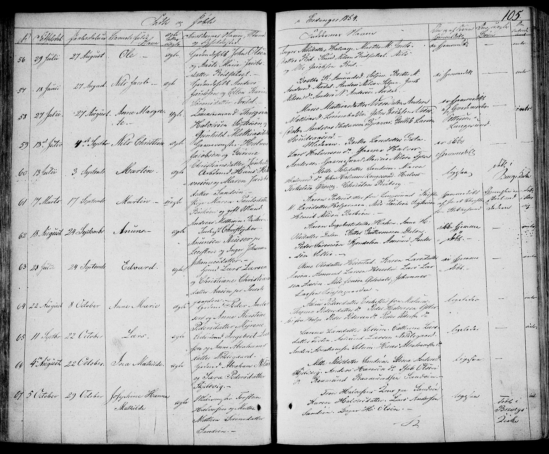 Eidanger kirkebøker, SAKO/A-261/F/Fa/L0008: Parish register (official) no. 8, 1831-1858, p. 105