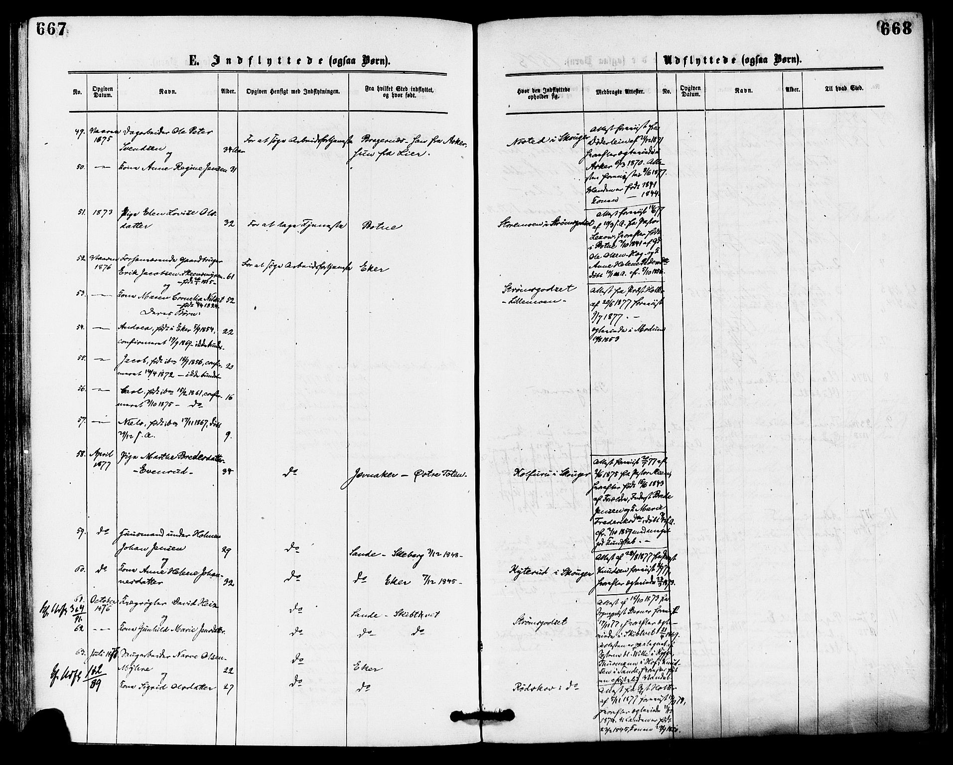 Skoger kirkebøker, AV/SAKO-A-59/F/Fa/L0005: Parish register (official) no. I 5, 1873-1884, p. 667-668