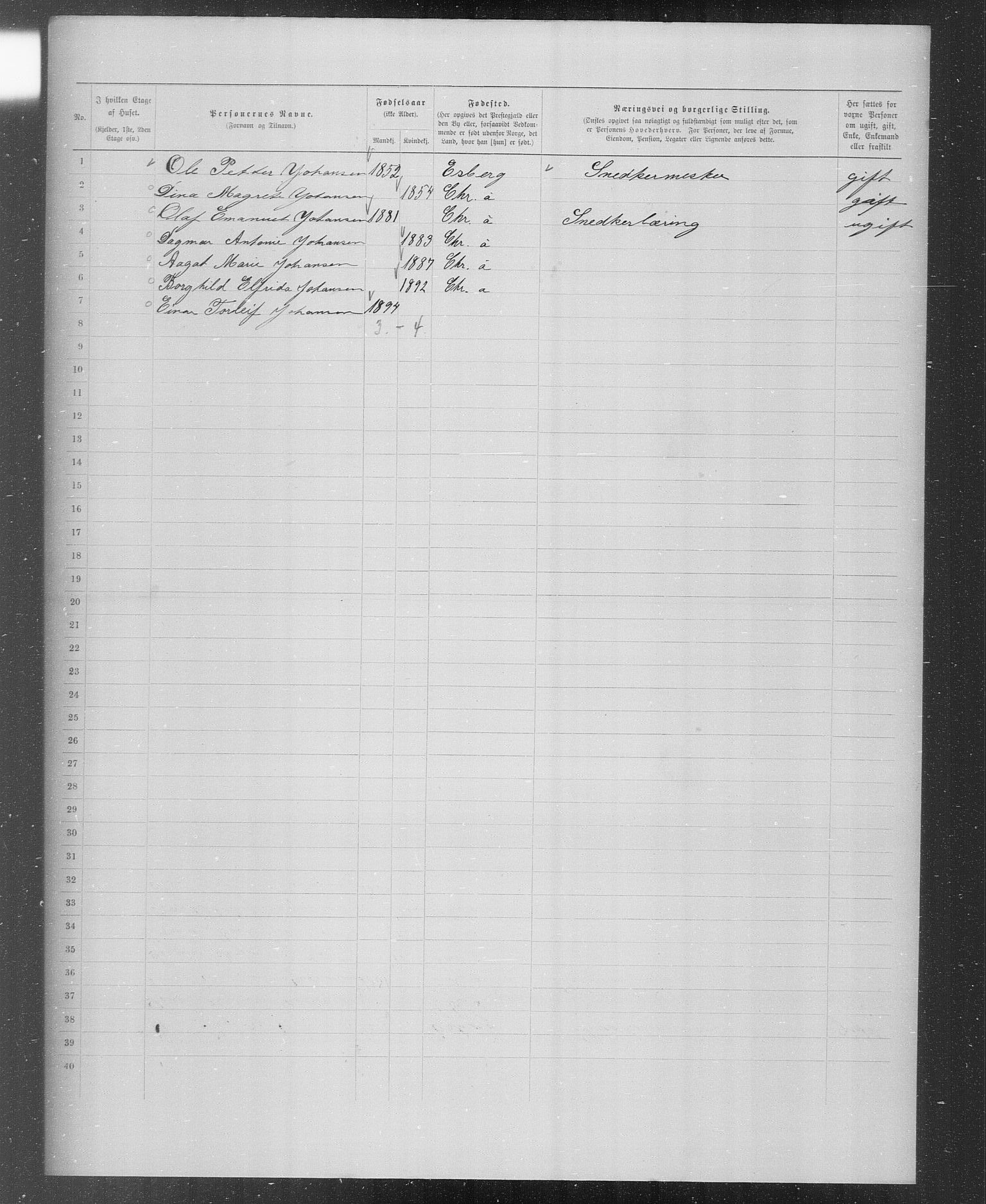 OBA, Municipal Census 1899 for Kristiania, 1899, p. 2859