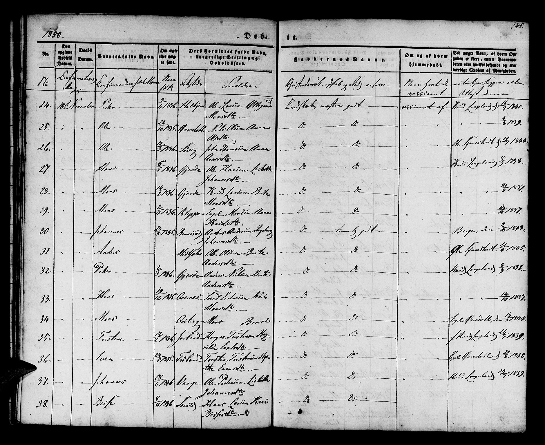 Os sokneprestembete, AV/SAB-A-99929: Parish register (official) no. A 15, 1839-1851, p. 145