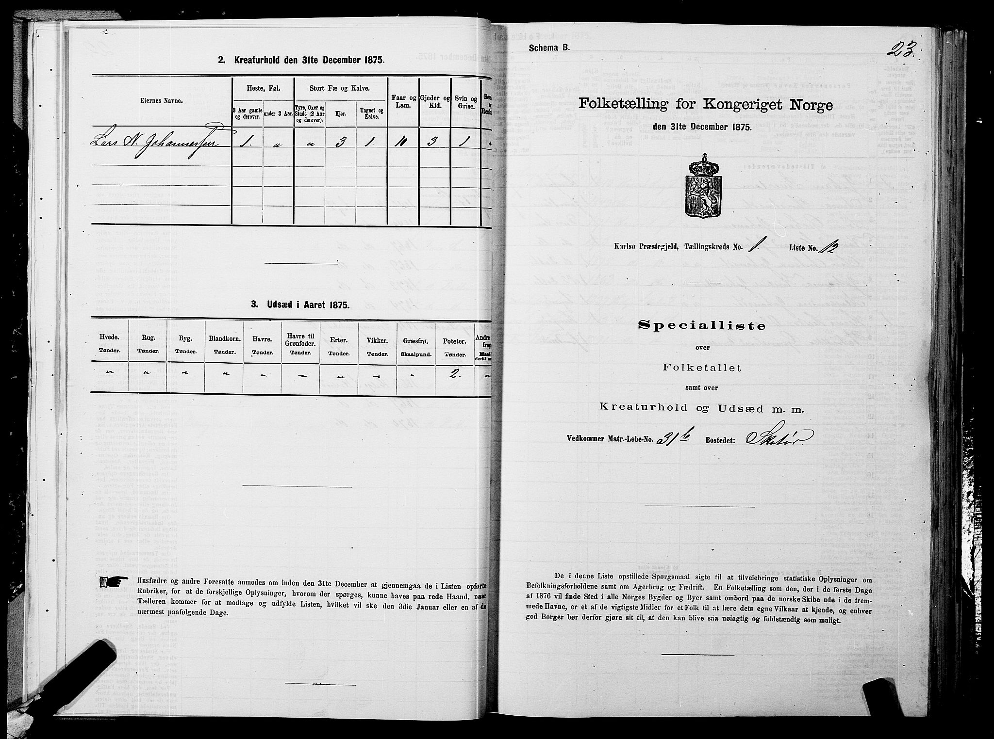 SATØ, 1875 census for 1936P Karlsøy, 1875, p. 1023