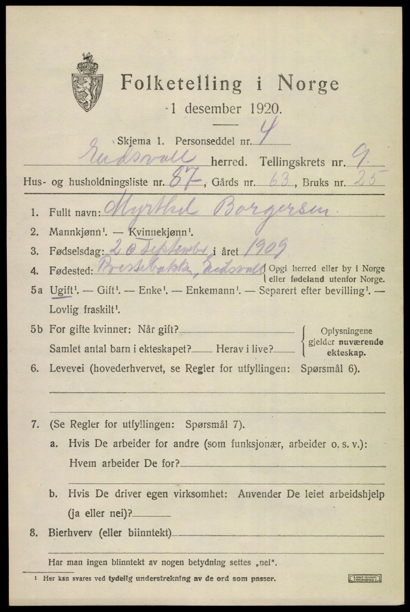 SAO, 1920 census for Eidsvoll, 1920, p. 15449